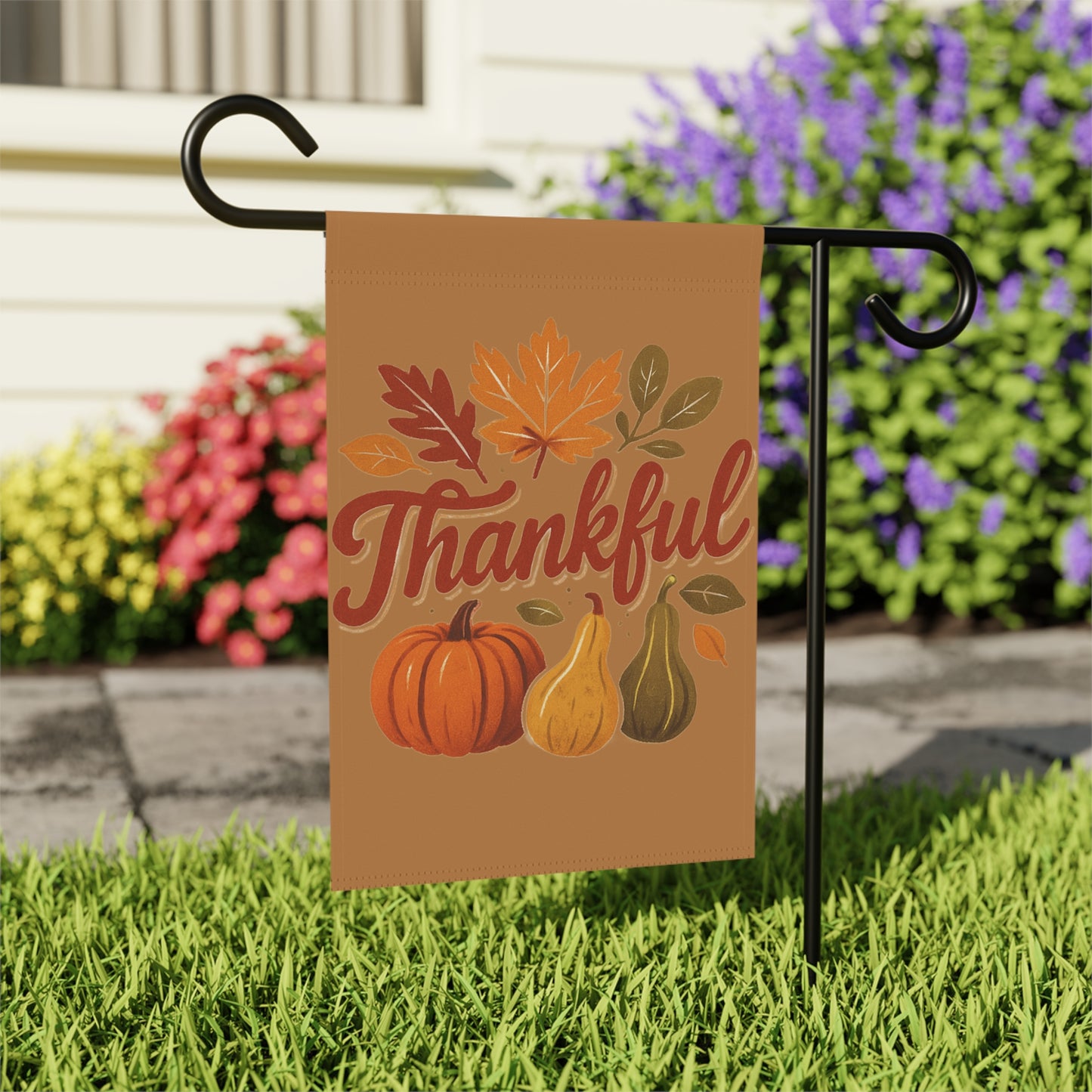 Thankful Garden Banner, Autumn Decor, Fall Flag, Seasonal Home Decoration, Thanksgiving Garden Sign