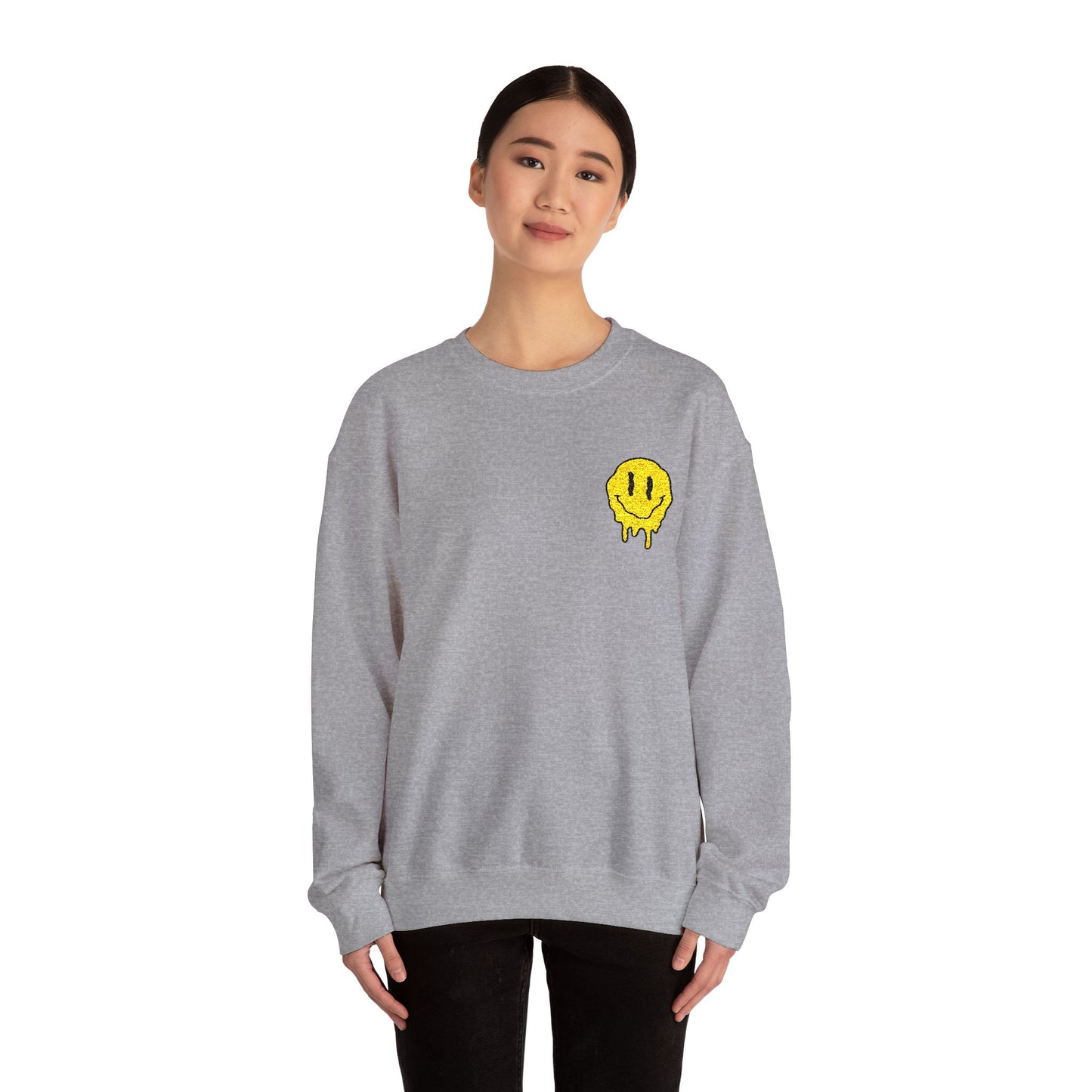 Smiley Face Sweatshirt, Cozy Crewneck, Unisex Pullover, Casual Outerwear, Gift for Friends, Everyday Comfort