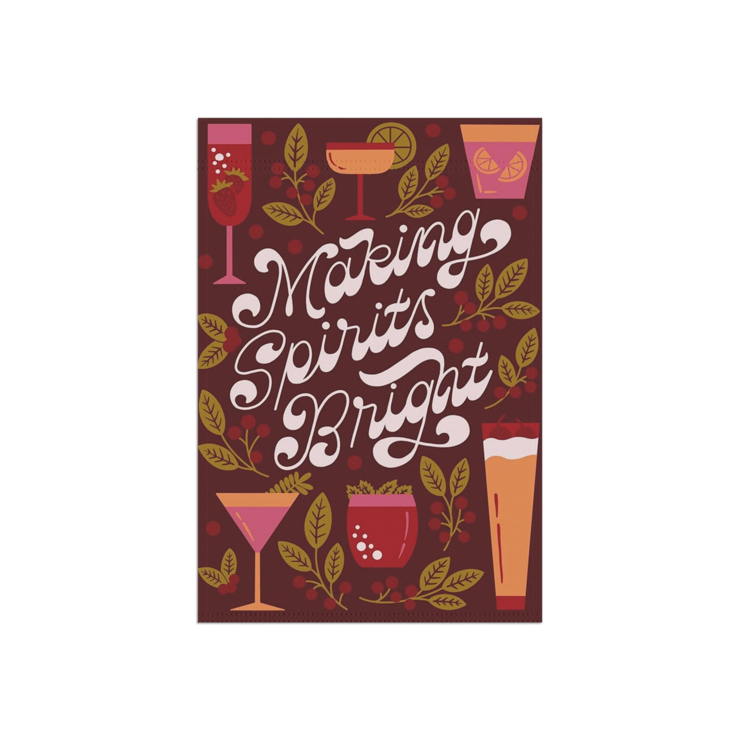 Festive Garden Banner, Outdoor Decor, Holiday Decoration, Party Flag, Floral Garden Sign, Making Spirits Bright