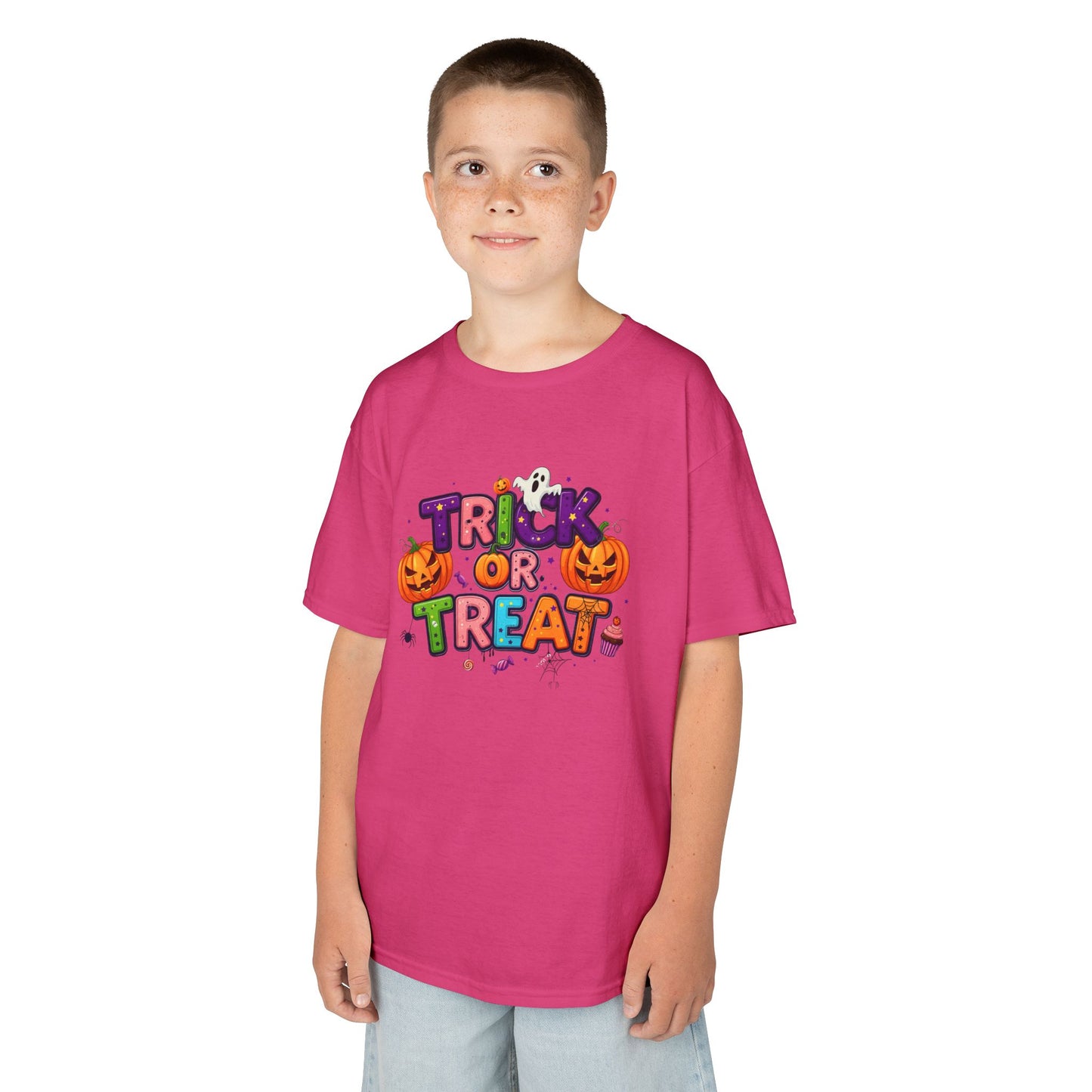 Kids Halloween Tee - Trick or Treat T-Shirt, Perfect for Halloween Parties, Costume, Pumpkin Designs, Fun Kids Apparel