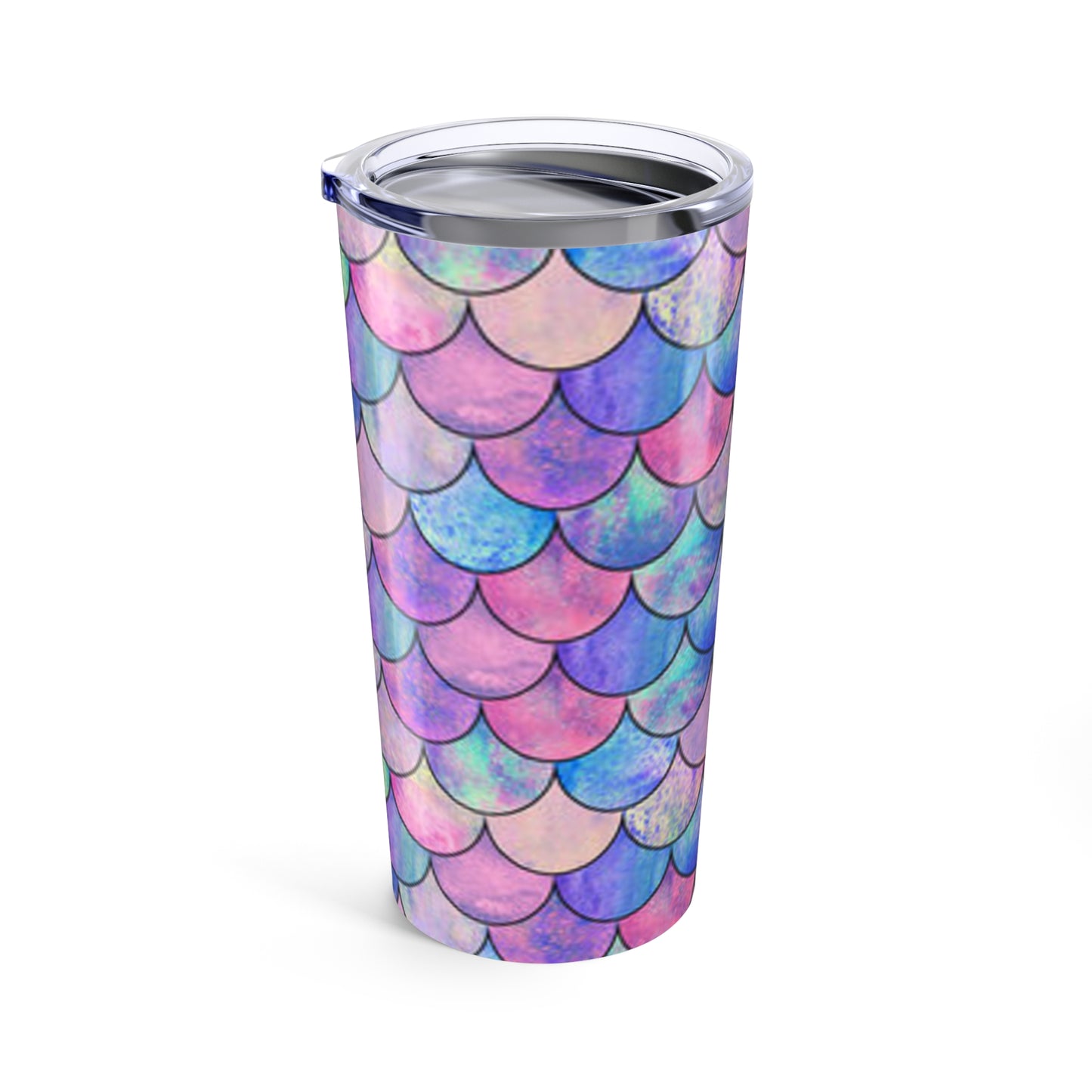Mermaid Scale Tumbler, Colorful 20oz Travel Mug for Ocean Lovers, Birthday Gift, Summer Vibes, Reusable Drinkware, Beach Accessory