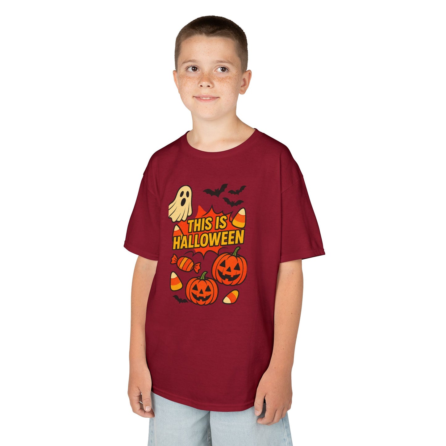 Halloween Kids Tee, Spooky Shirt for Children, Ghost Pumpkin Costume Top, Trick-or-Treat Apparel, Autumn Celebration Wear