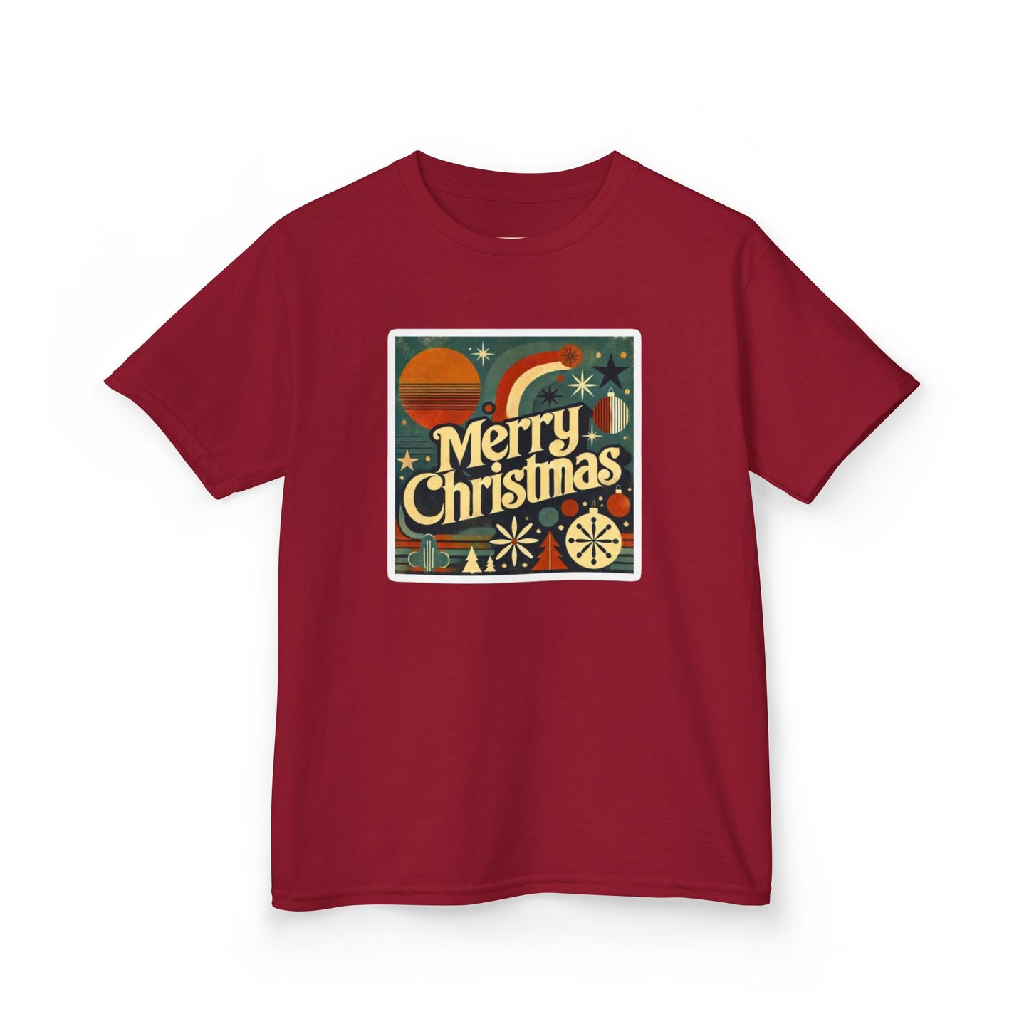 Vintage Retro Merry Christmas Kids Tee, Holiday T-Shirt, Festive Childrens Shirt, Winter Apparel, Gift for Kids, Christmas Party Outfit