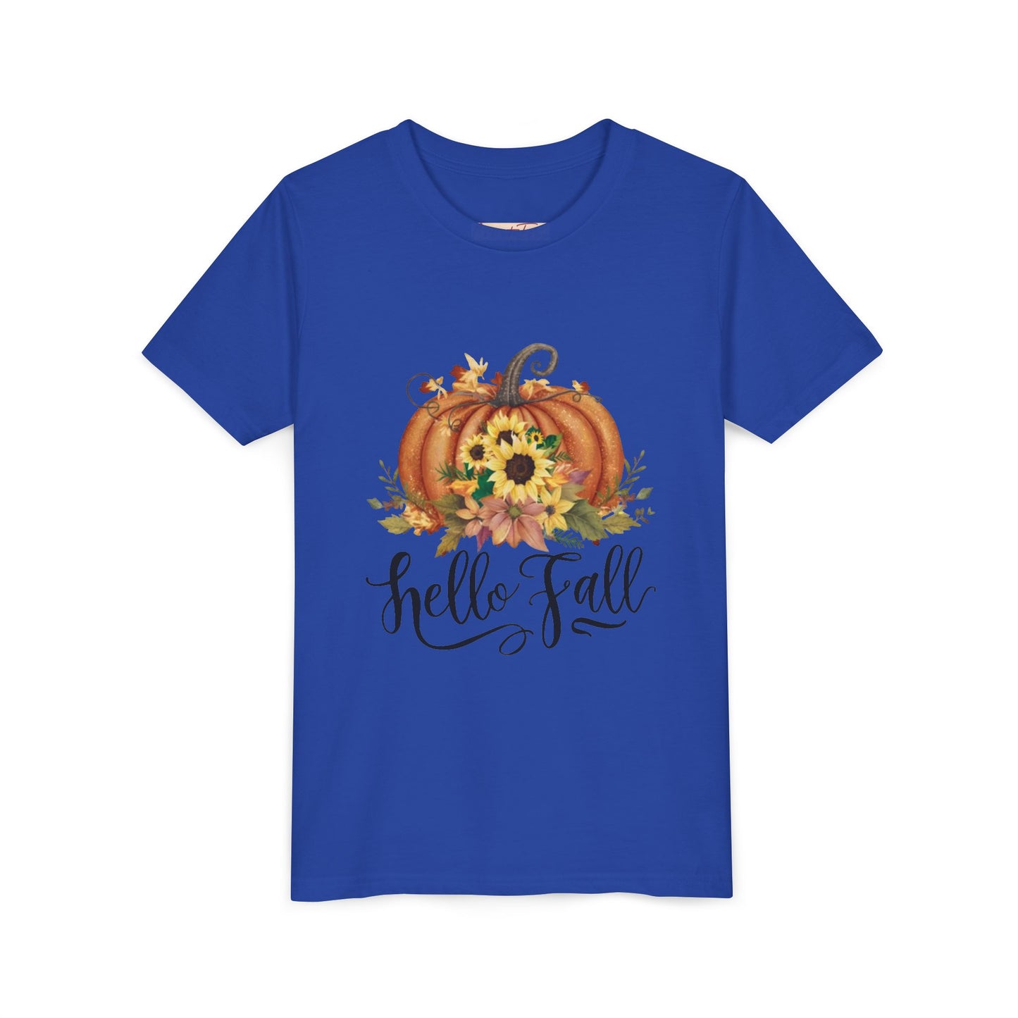 Fall Pumpkin Graphic Youth Tee, Autumn Kids T-Shirt, Hello Fall Shirt, Seasonal Apparel for Kids, Halloween, Thanksgiving Outfit