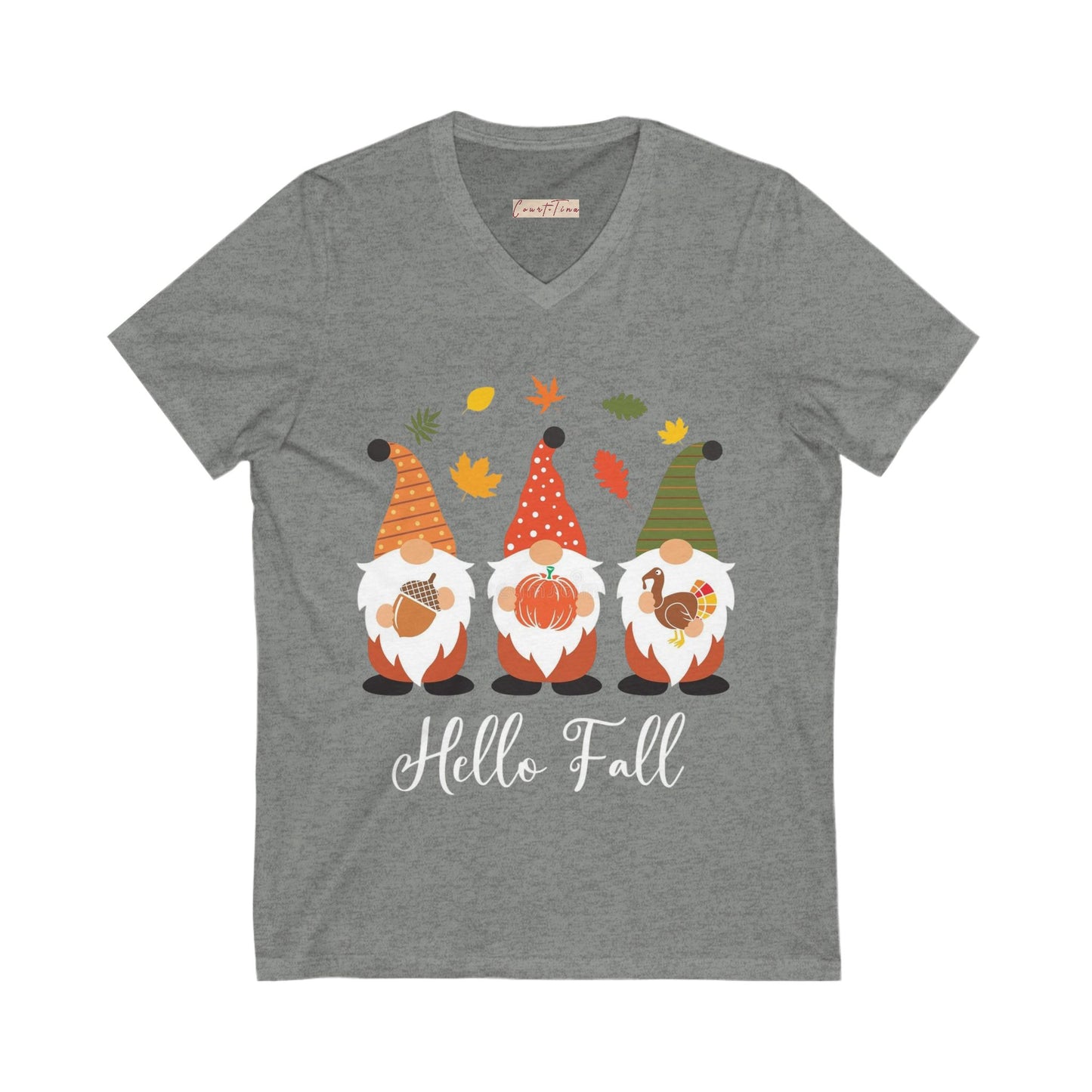 Hello Fall Gnome V-Neck Tee