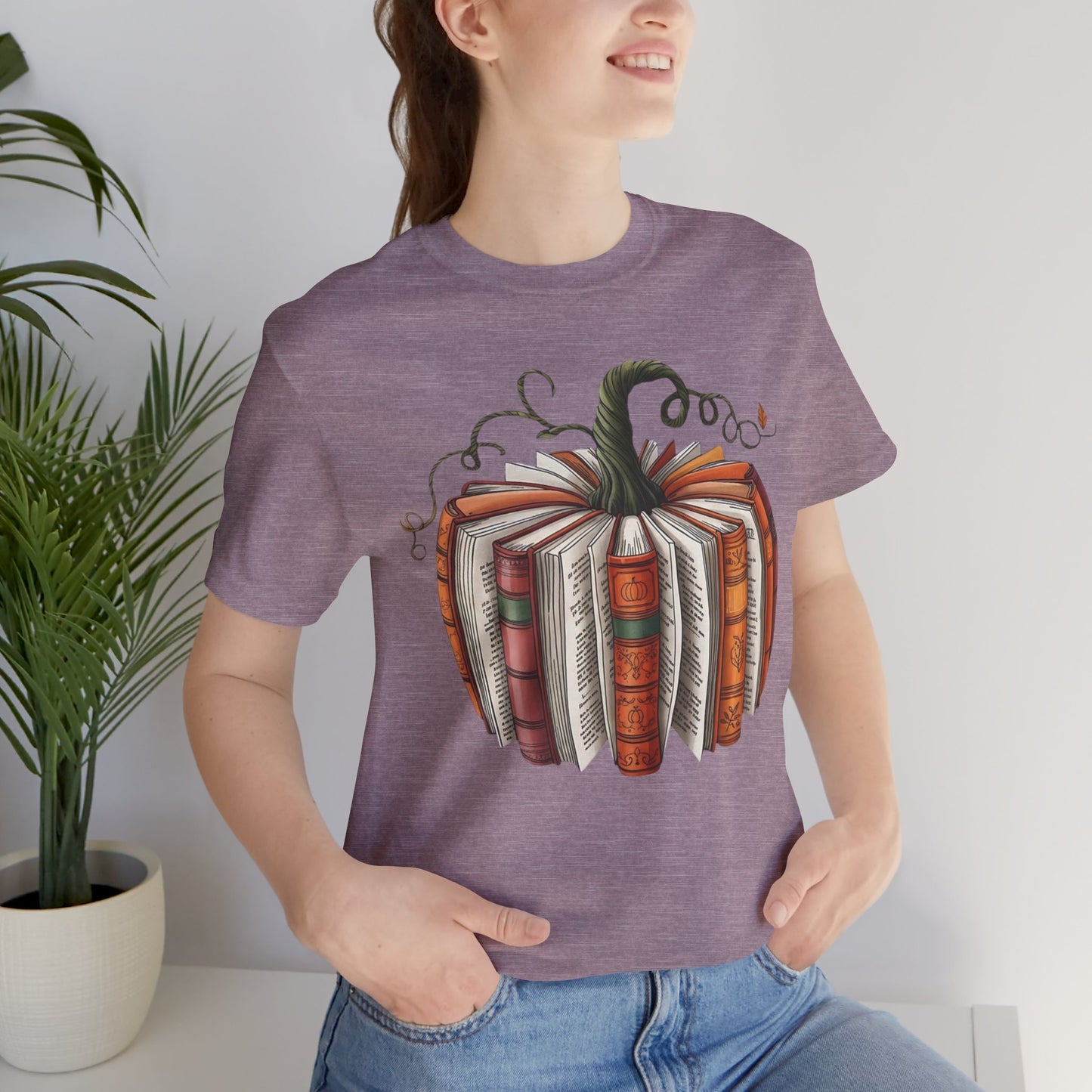 Fall Pumpkin Books Unisex Tee - Cozy Autumn T-Shirt for Book Lovers