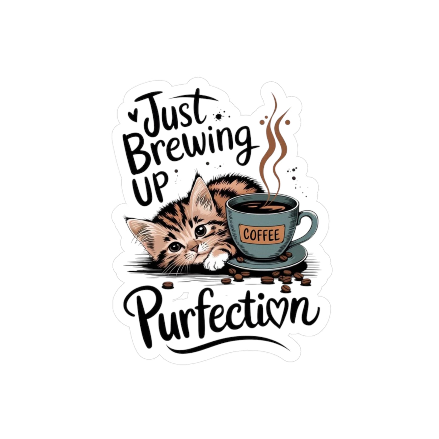 Cozy Coffee Cat Kiss-Cut Vinyl Decal