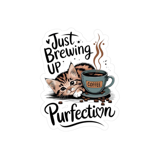 Cozy Coffee Cat Kiss-Cut Vinyl Decal