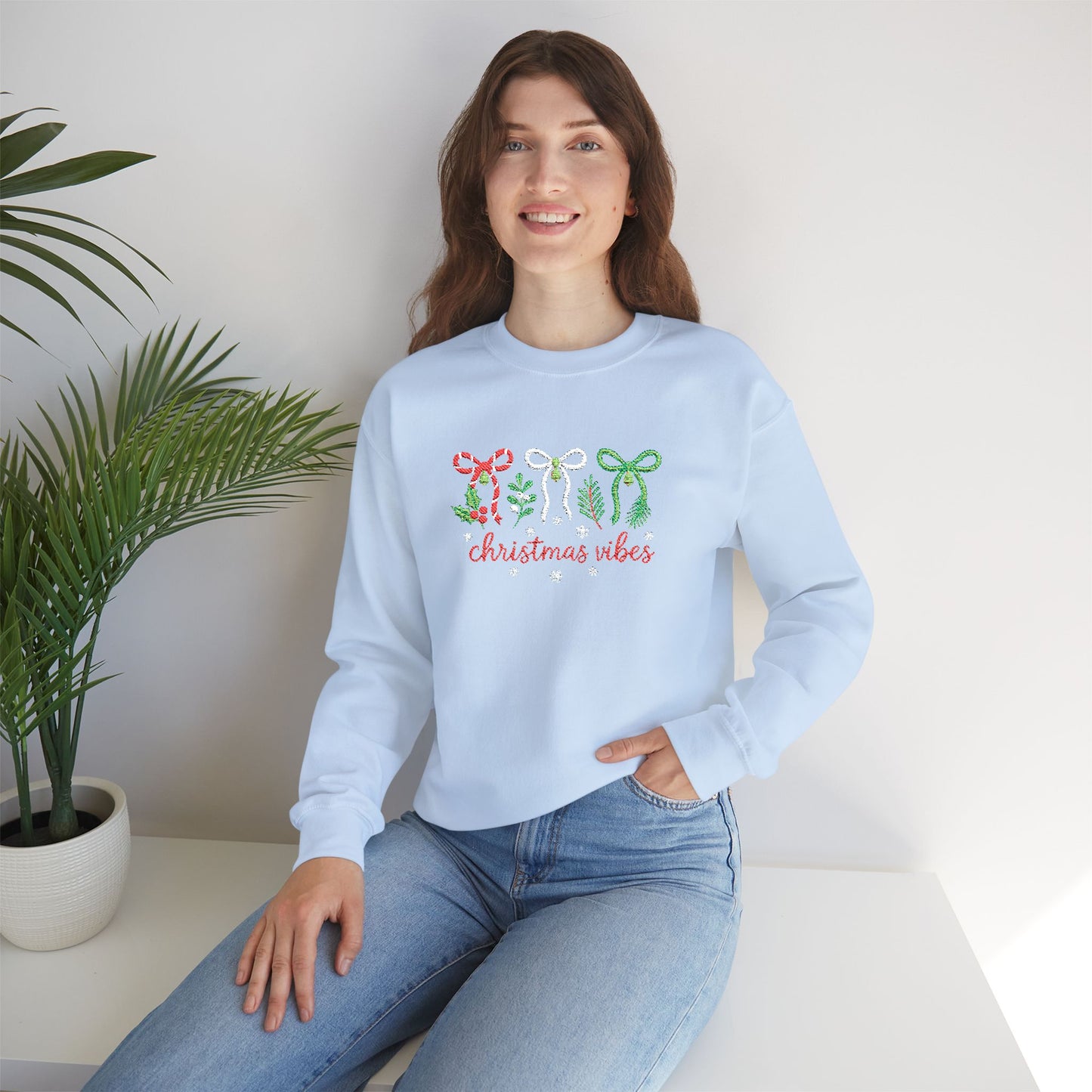 Embroidered Christmas Vibes Sweatshirt