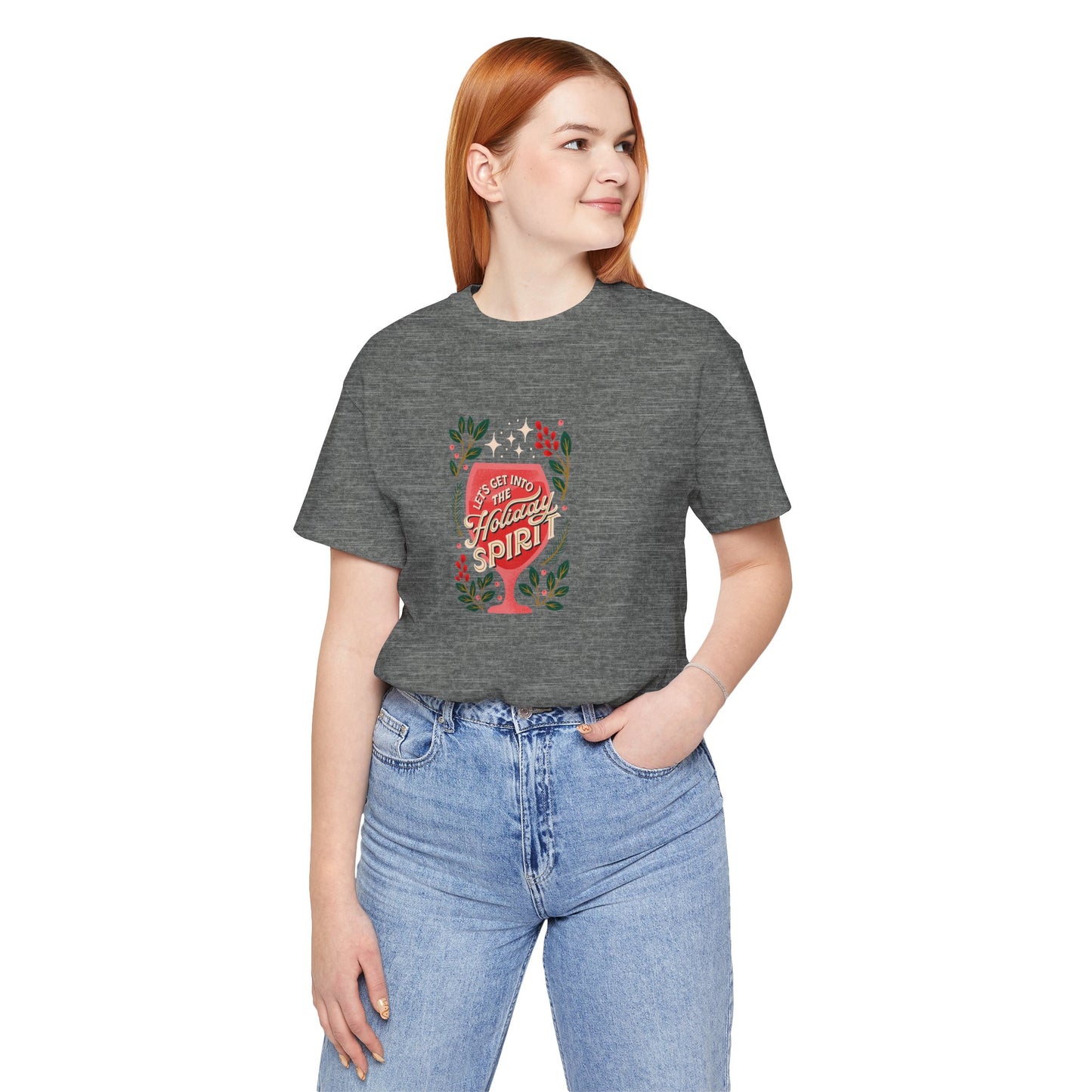 Holiday Spirit Short Sleeve Tee - Unisex Jersey T-Shirt, Festive Casual Wear, Christmas Gift, Family Gatherings, Seasonal Apparel