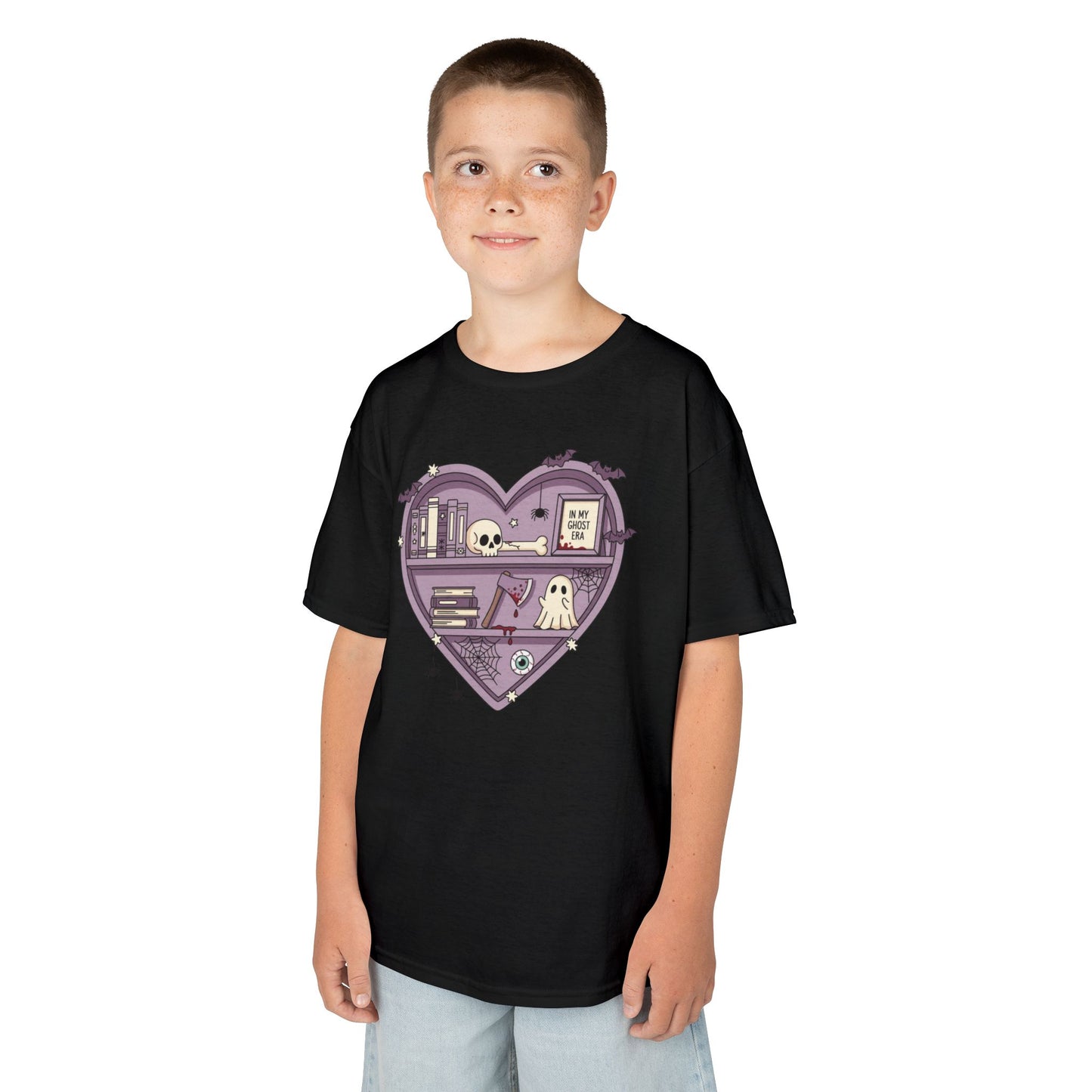 Ghost Heart Kids Tee, Cute Kids T-Shirt, School Spirit Shirt, Birthday Gift for Kids, Cute Graphic Tee