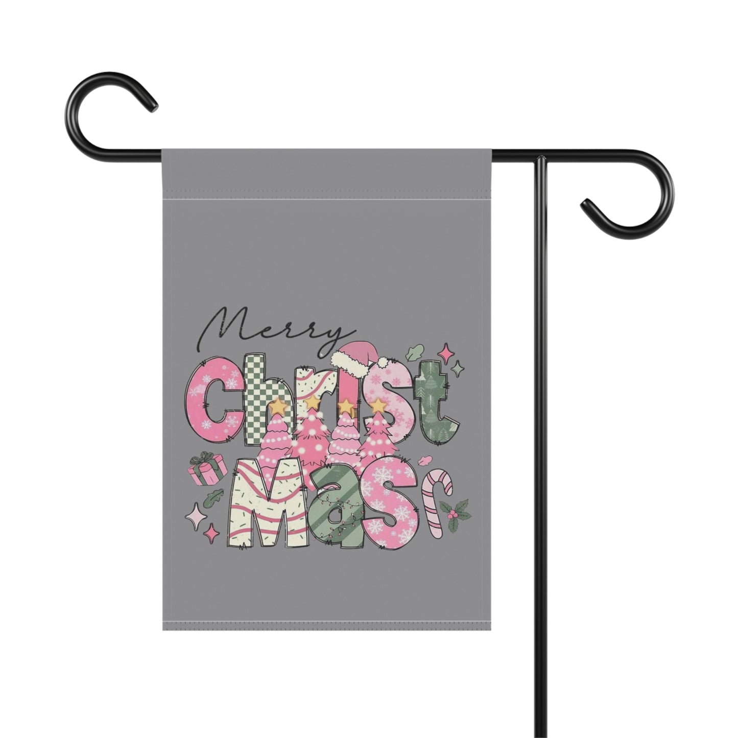 Merry Christmas Garden Banner, Festive Yard Decor, Holiday House Flag, Cheerful Outdoor Decoration, Seasonal Garden Sign