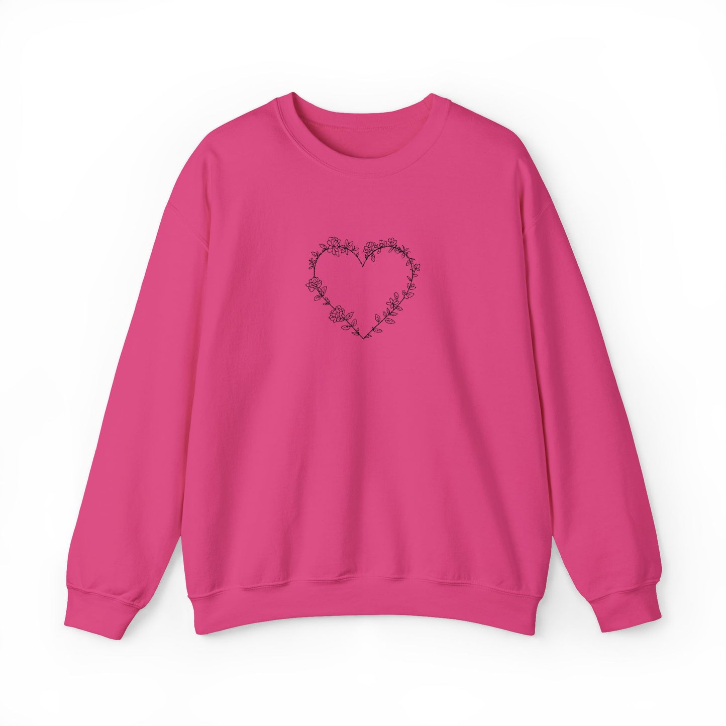 Romantic Floral Heart Sweatshirt, Cozy Gift, Unisex Crewneck, Valentine's Day, Casual Wear, Plant Lover's Gift, Everyday Comfort