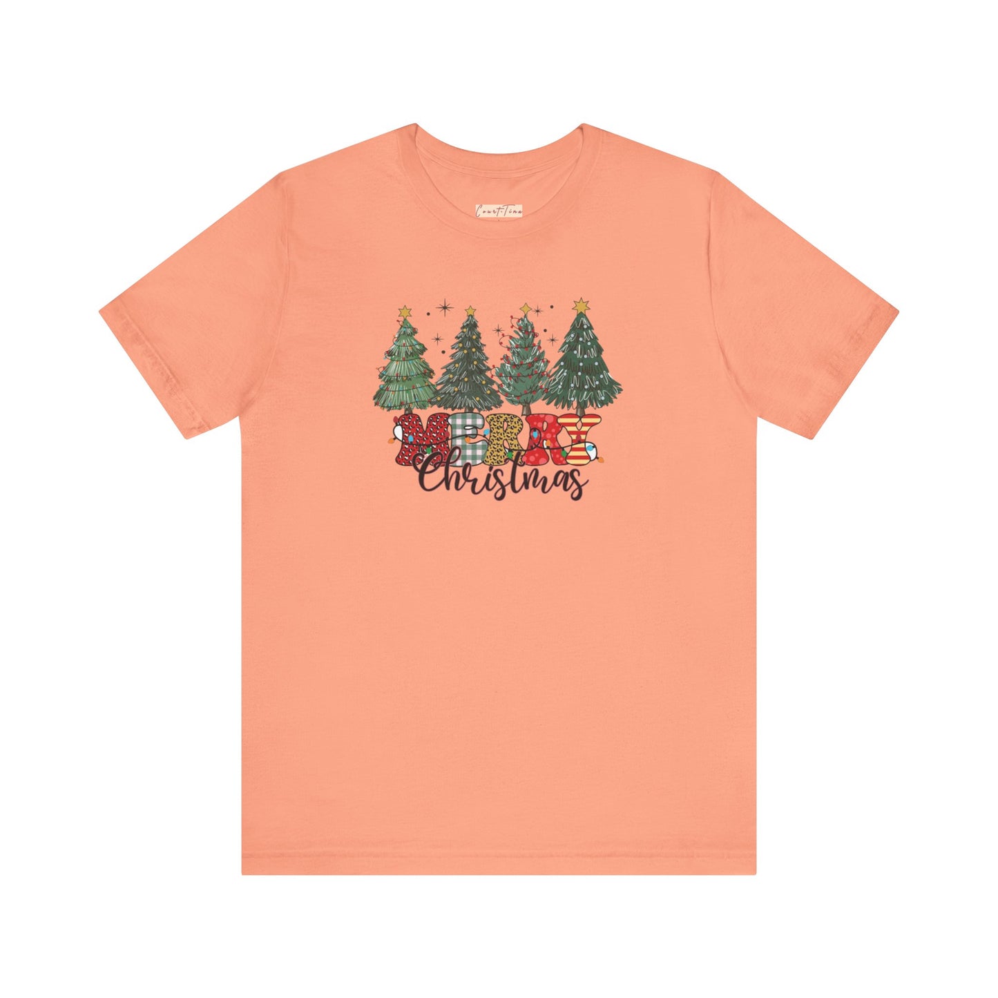 Merry Christmas Unisex Tee, Holiday T-Shirt, Christmas Gift, Festive Apparel, Tree Print Shirt, Seasonal Wear