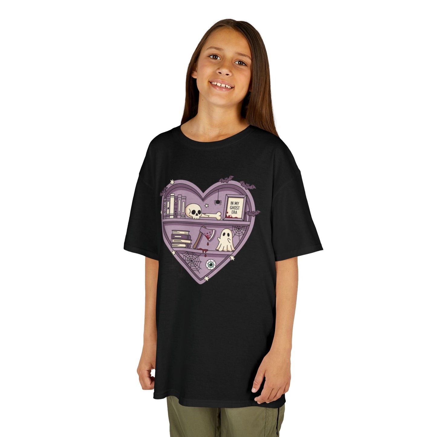 Ghost Heart Kids Tee, Cute Kids T-Shirt, School Spirit Shirt, Birthday Gift for Kids, Cute Graphic Tee