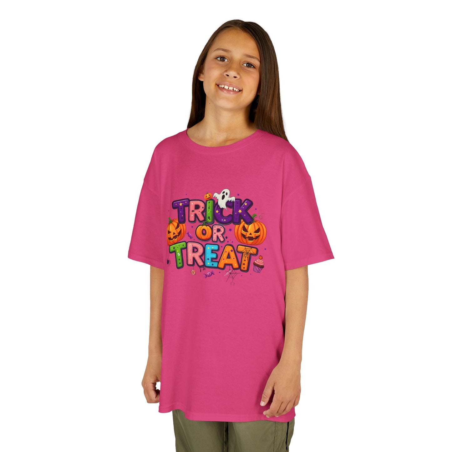 Kids Halloween Tee - Trick or Treat T-Shirt, Perfect for Halloween Parties, Costume, Pumpkin Designs, Fun Kids Apparel