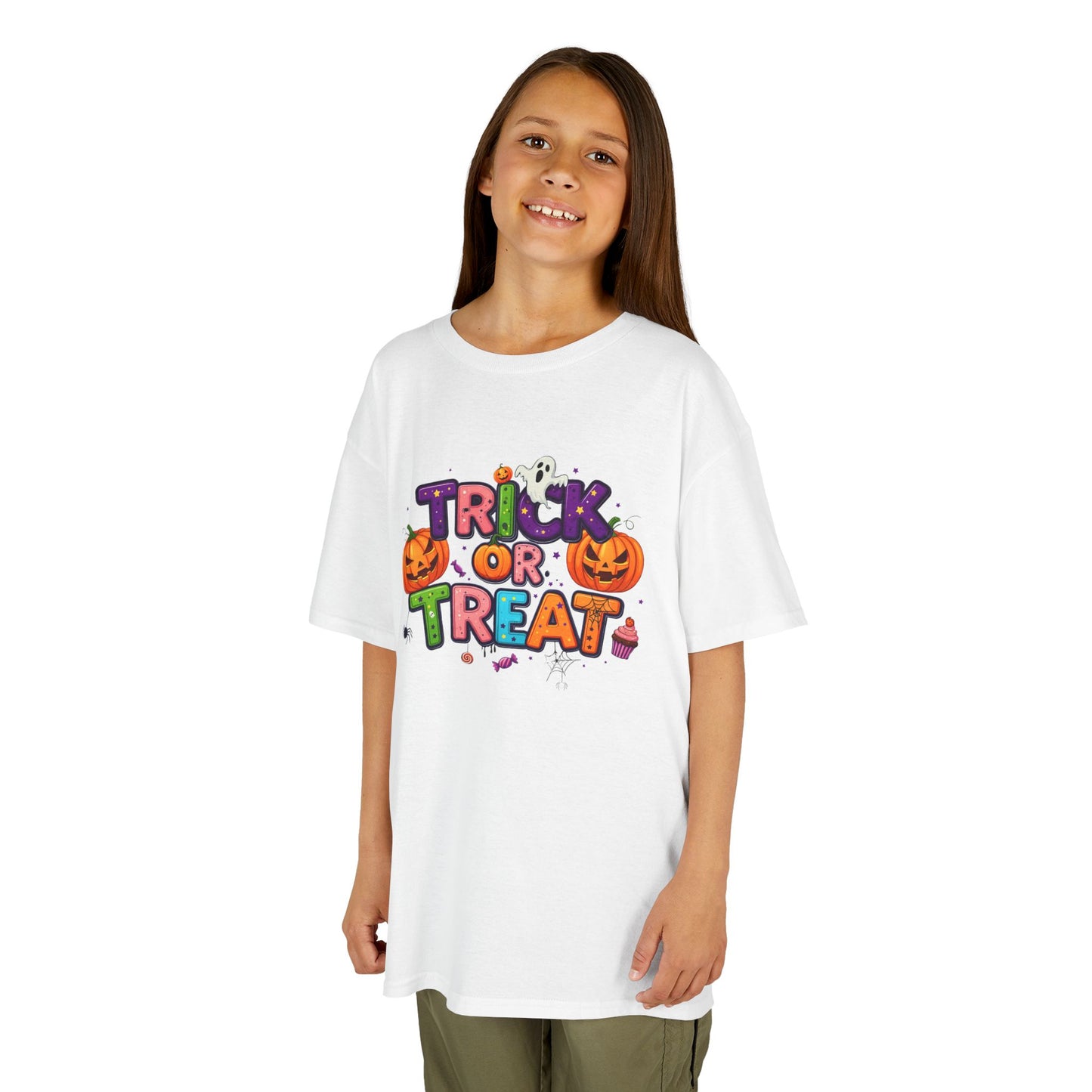 Kids Halloween Tee - Trick or Treat T-Shirt, Perfect for Halloween Parties, Costume, Pumpkin Designs, Fun Kids Apparel