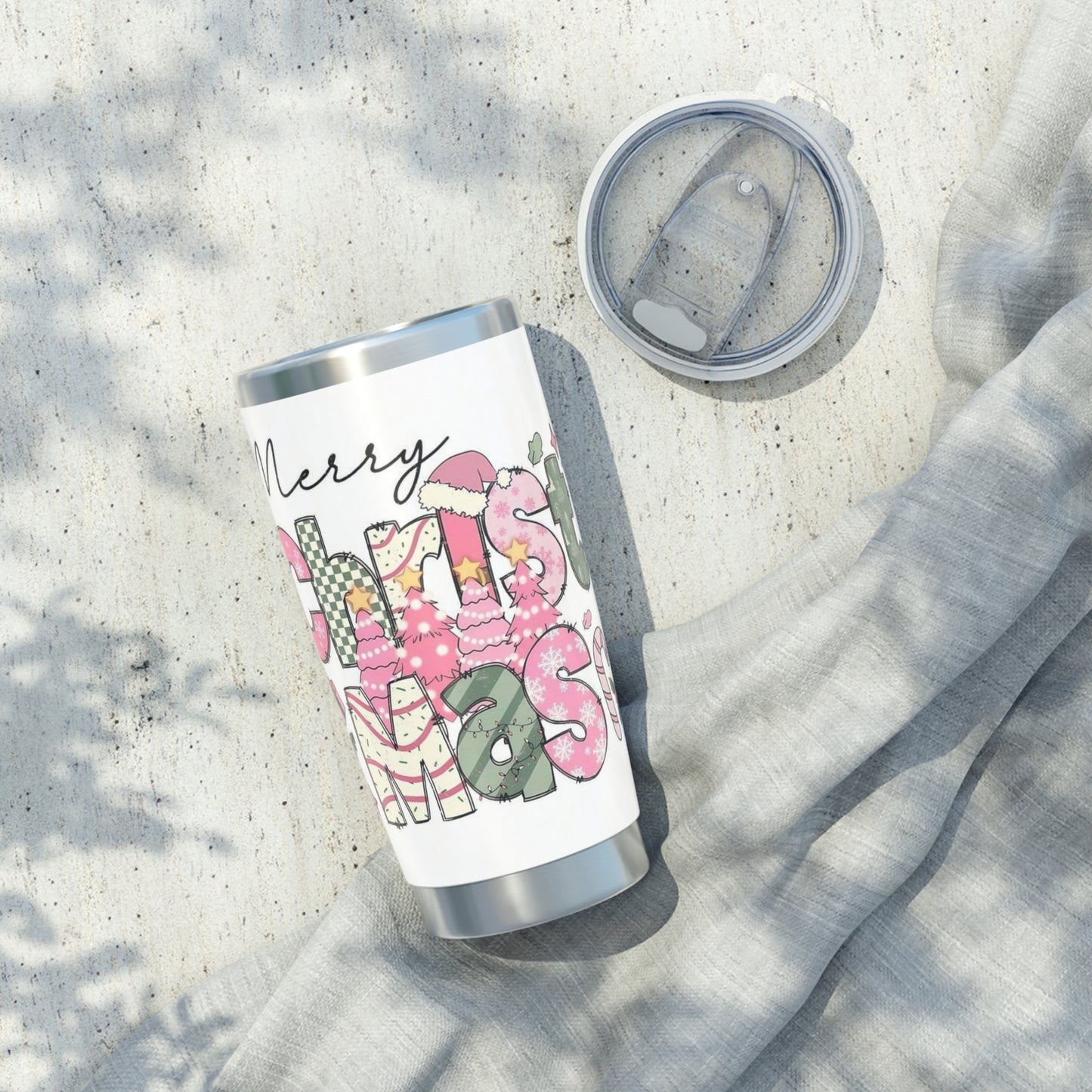 Merry Christmas Vagabond Tumbler, Holiday Travel Cup, Reusable Drinkware, Gift for Her, Seasonal Coffee Mug, Winter Beverage Holder