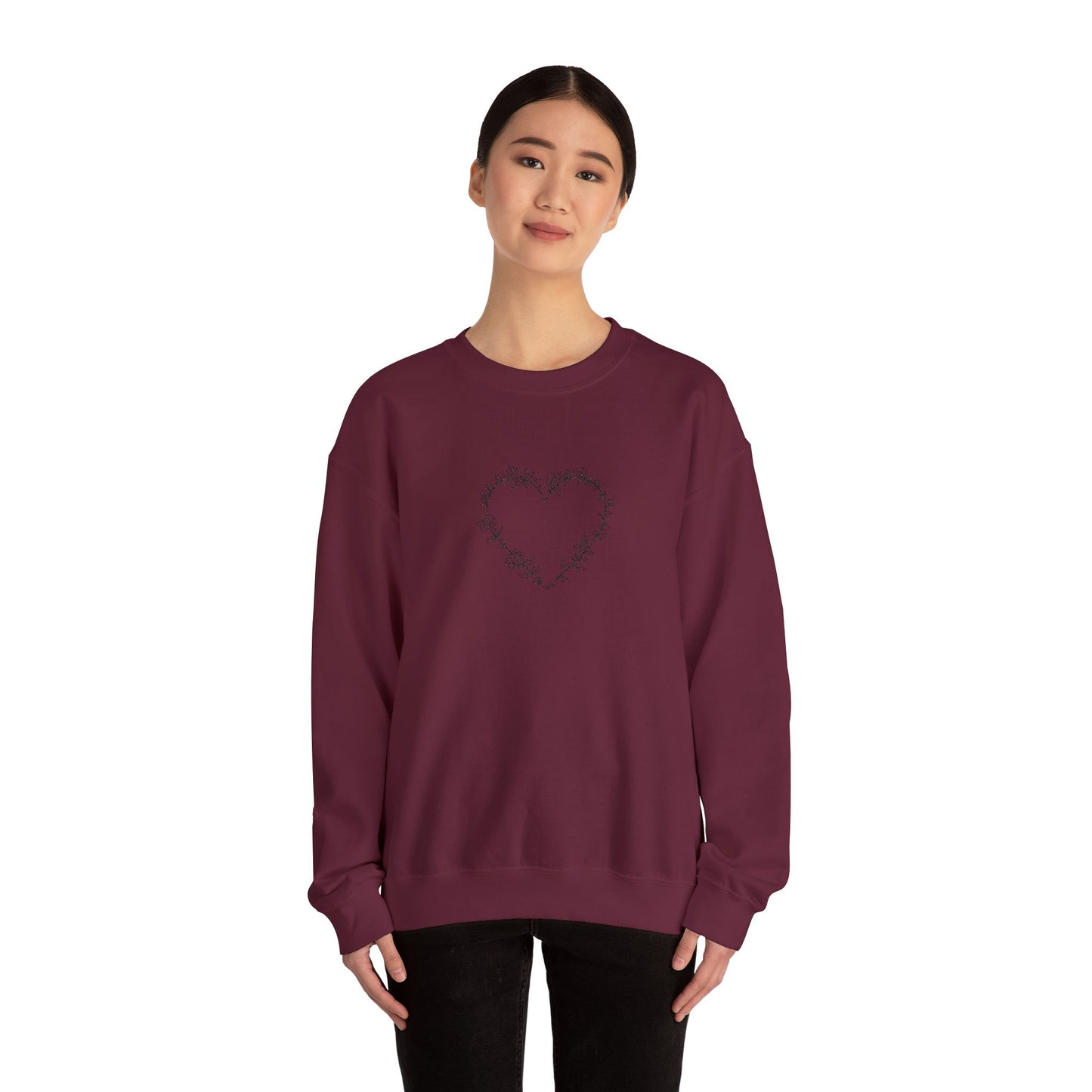 Romantic Floral Heart Sweatshirt, Cozy Gift, Unisex Crewneck, Valentine's Day, Casual Wear, Plant Lover's Gift, Everyday Comfort