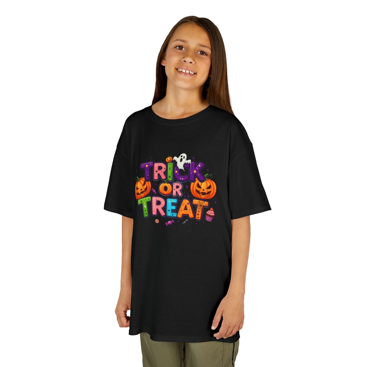 Kids Halloween Tee - Trick or Treat T-Shirt, Perfect for Halloween Parties, Costume, Pumpkin Designs, Fun Kids Apparel