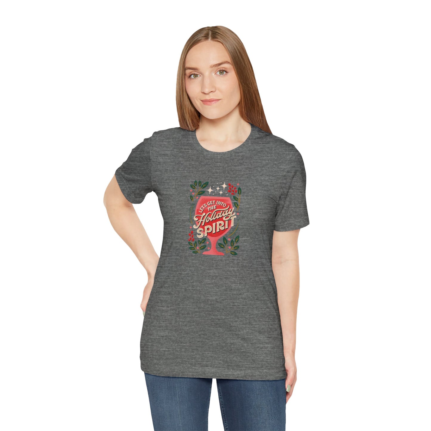 Holiday Spirit Short Sleeve Tee - Unisex Jersey T-Shirt, Festive Casual Wear, Christmas Gift, Family Gatherings, Seasonal Apparel
