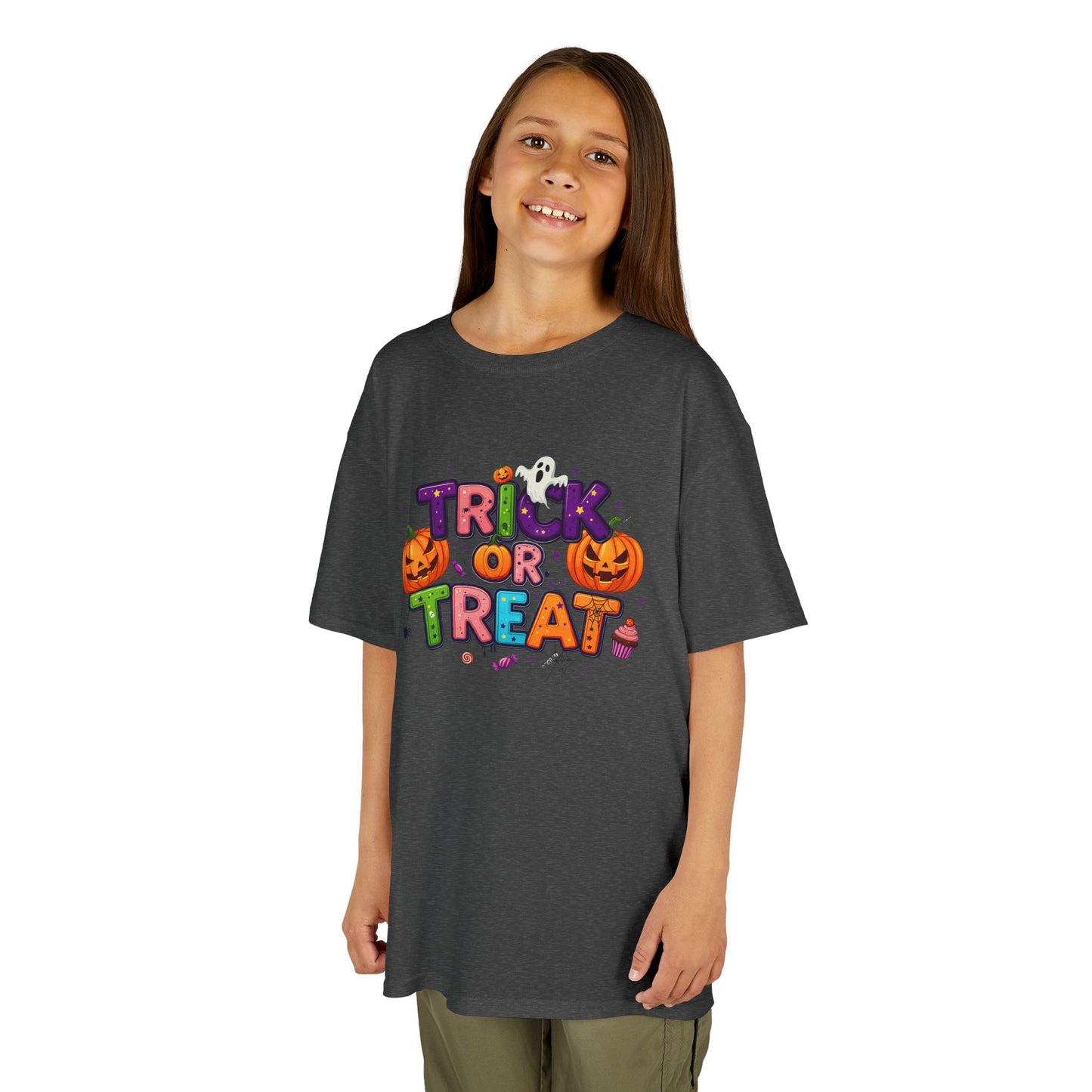 Kids Halloween Tee - Trick or Treat T-Shirt, Perfect for Halloween Parties, Costume, Pumpkin Designs, Fun Kids Apparel
