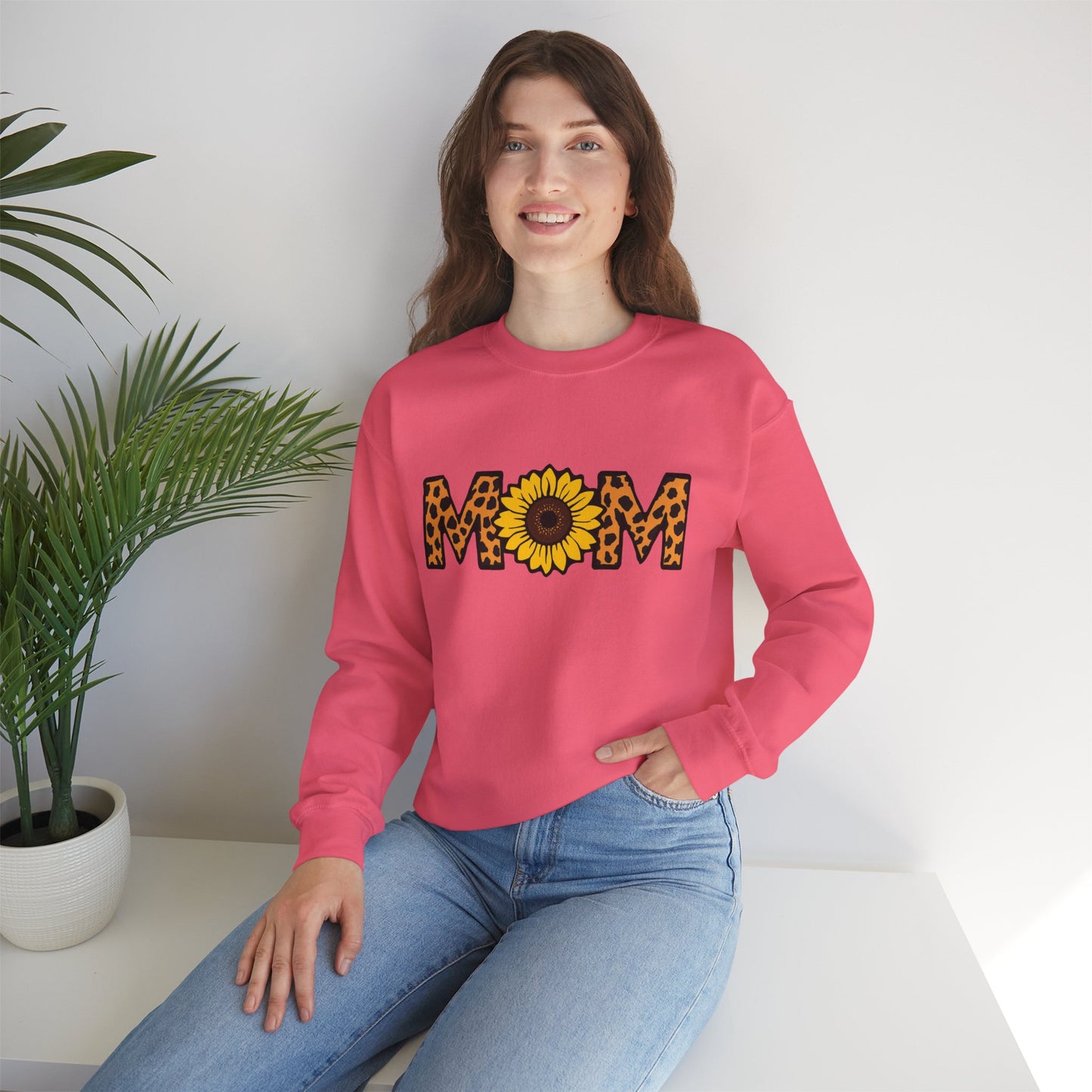 Sunflower Mom Crewneck Sweatshirt, Cozy Gift for Mothers, Mother's Day Apparel, Birthday Gift, Stylish Casual Wear