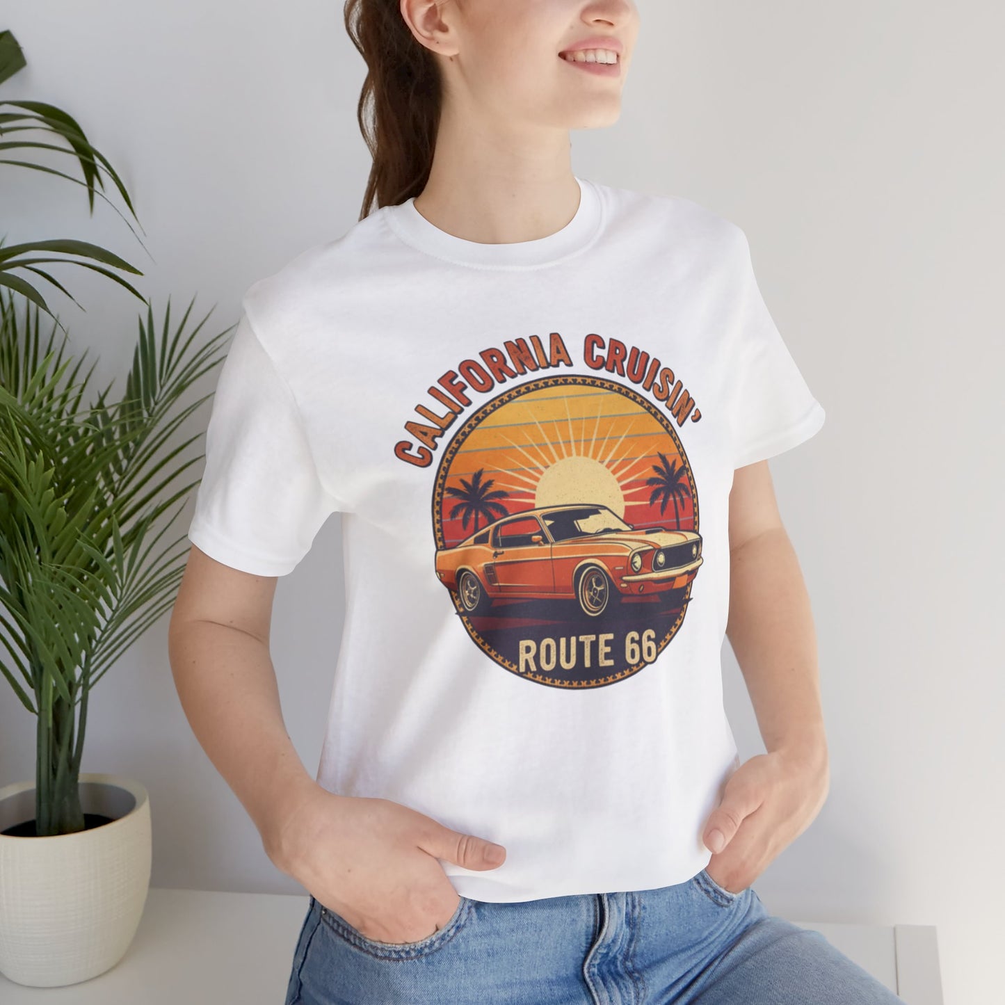California Cruisin' Vintage Tee, Retro Car Shirt, Route 66 Graphic Tee, Perfect for Road Trips, Travel Lovers Apparel, Unisex T-Shirt