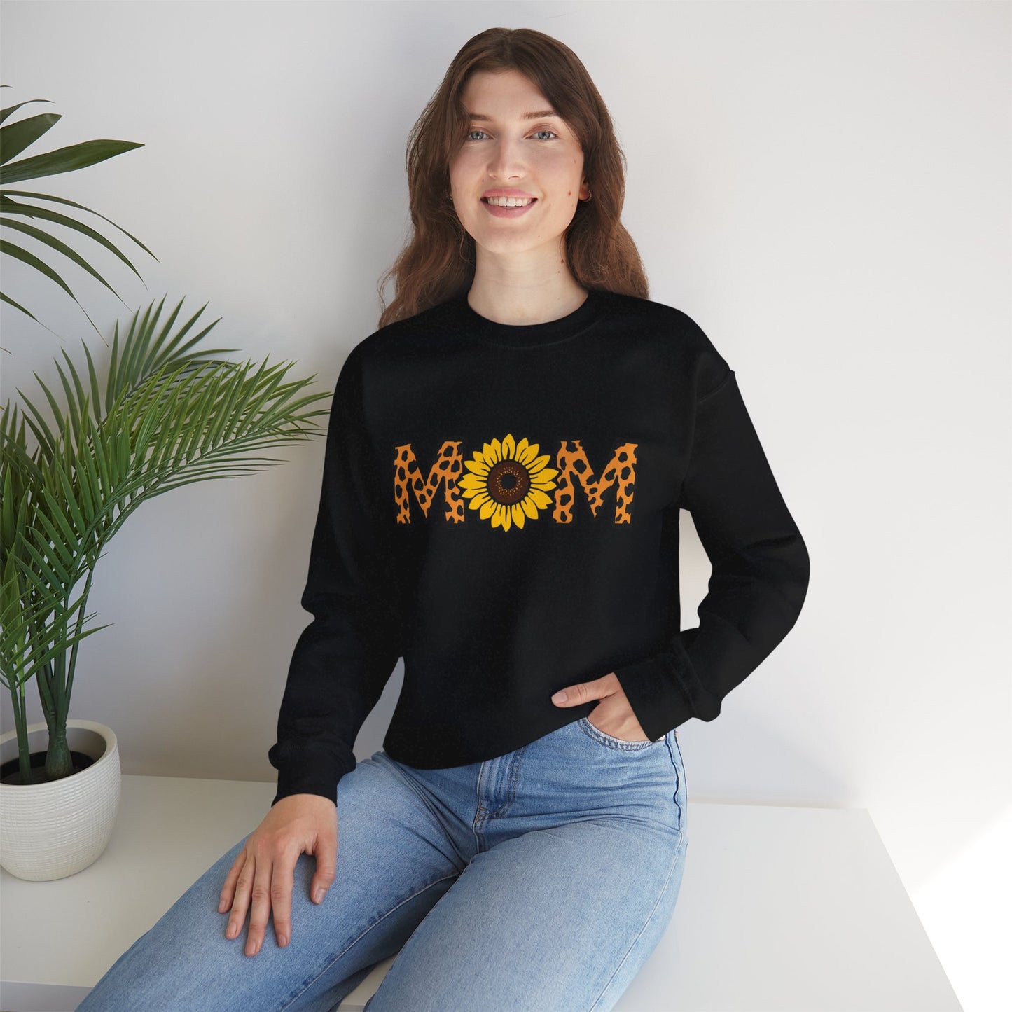 Sunflower Mom Crewneck Sweatshirt, Cozy Gift for Mothers, Mother's Day Apparel, Birthday Gift, Stylish Casual Wear