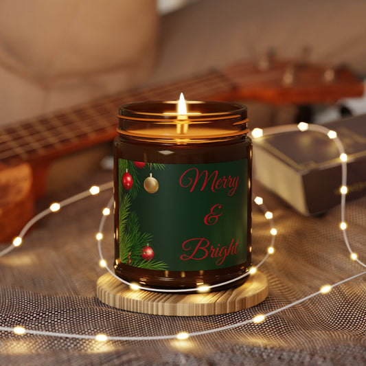 Merry & Bright Scented Soy Candle, Holiday Decor, Gift for Her, Aromatherapy, Christmas Table Centerpiece