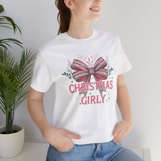 Christmas Girly Short Sleeve Tee, Holiday T-Shirt, Gift Idea, Festive Apparel, Seasonal Top, Christmas Outfit