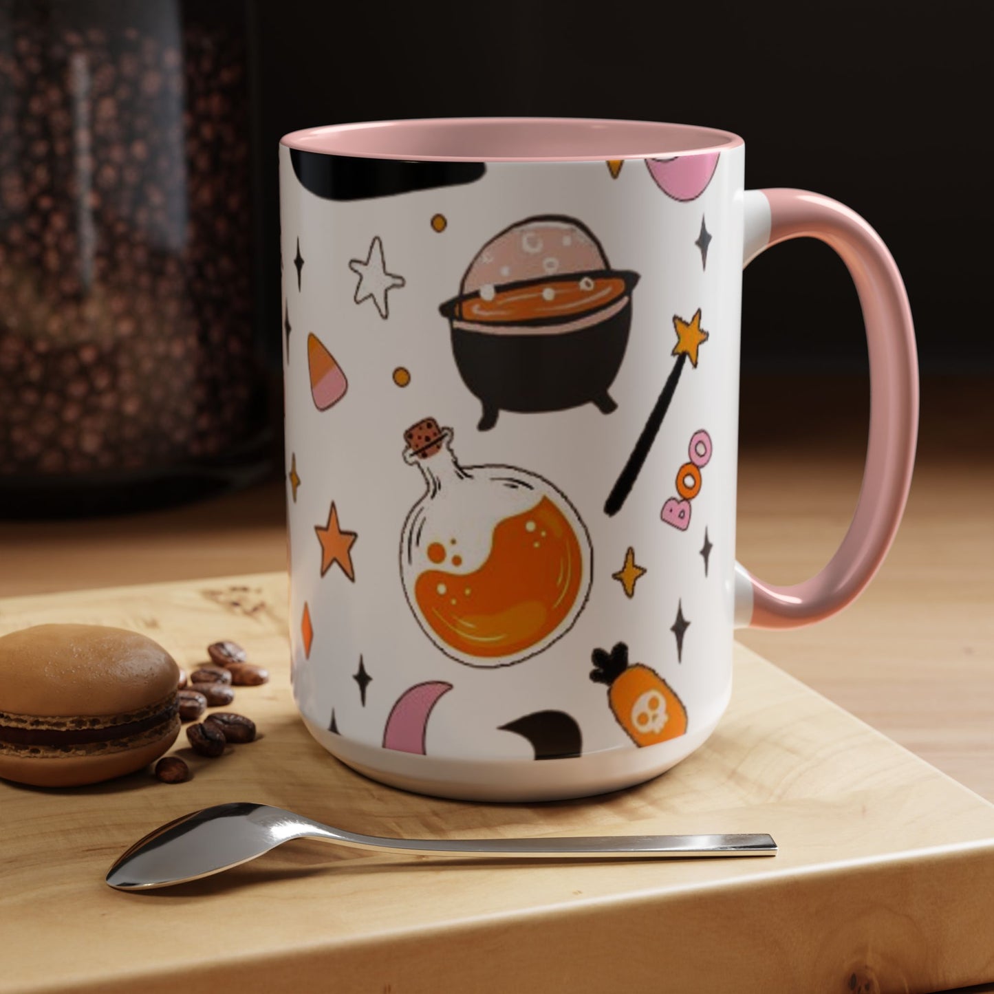 Halloween Accent Coffee Mug - Spooky Cute Designs, Perfect for Fall Décor, Pumpkin, Trick-or-Treat, Autumn Gift, Kids & Adults
