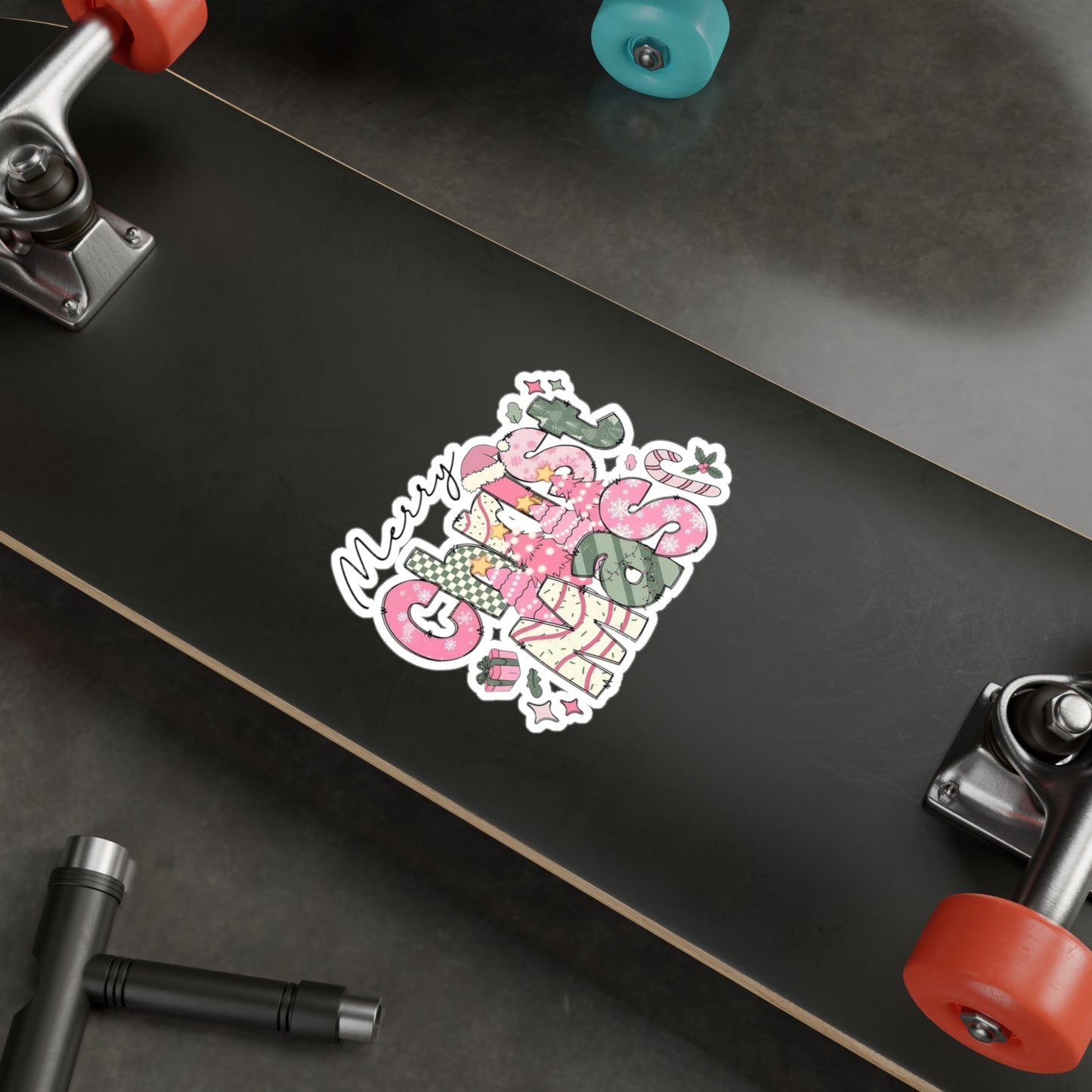 Merry Christmas Kiss-Cut Vinyl Decals, Holiday Stickers for Home Decor, Festive Gifts, Christmas Party Decoration, Seasonal Cheer