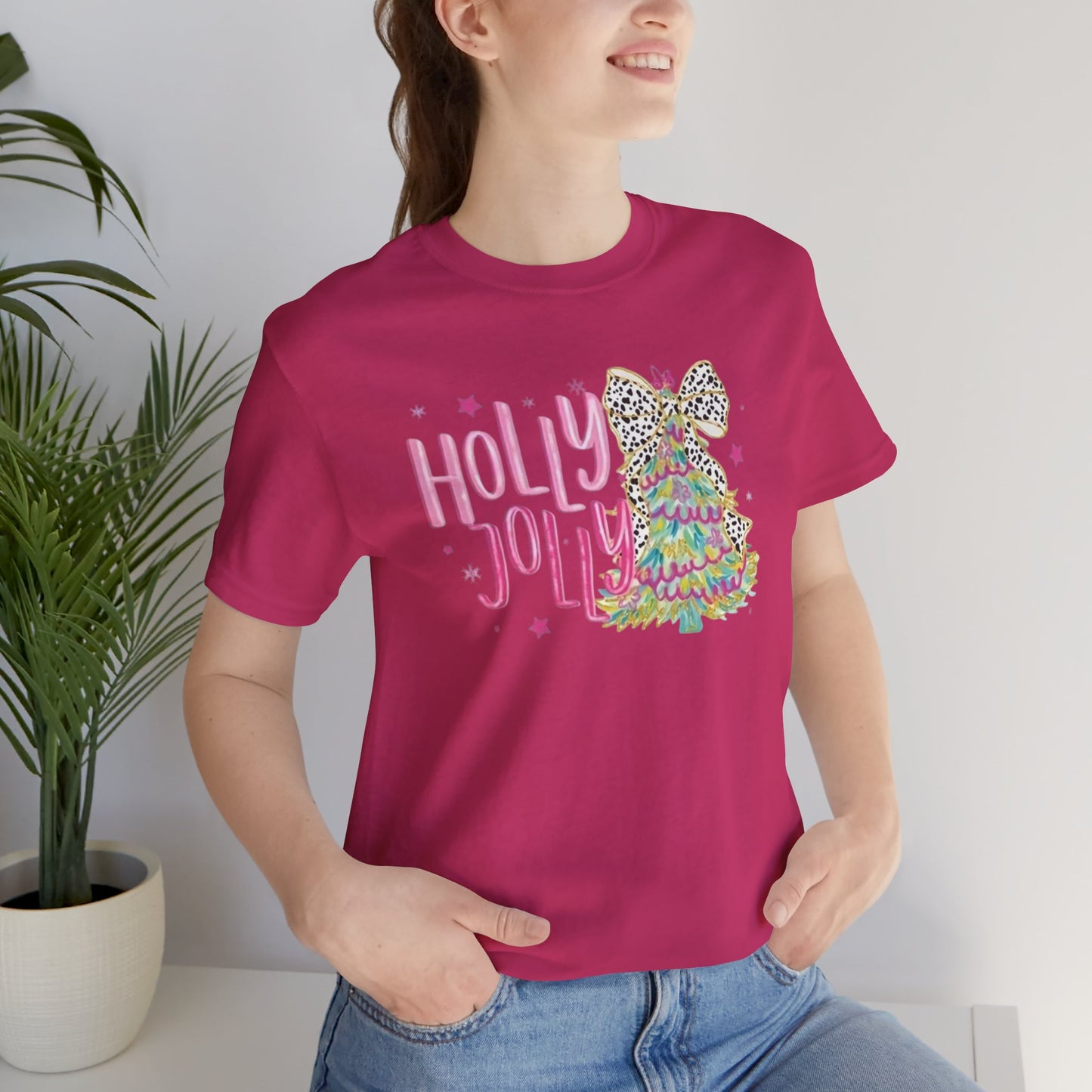 Holly Jolly Christmas Tee, Holiday Party Shirt, Gift for Her, Unisex Funny T-Shirt, Seasonal Apparel, Cute Christmas Outfit