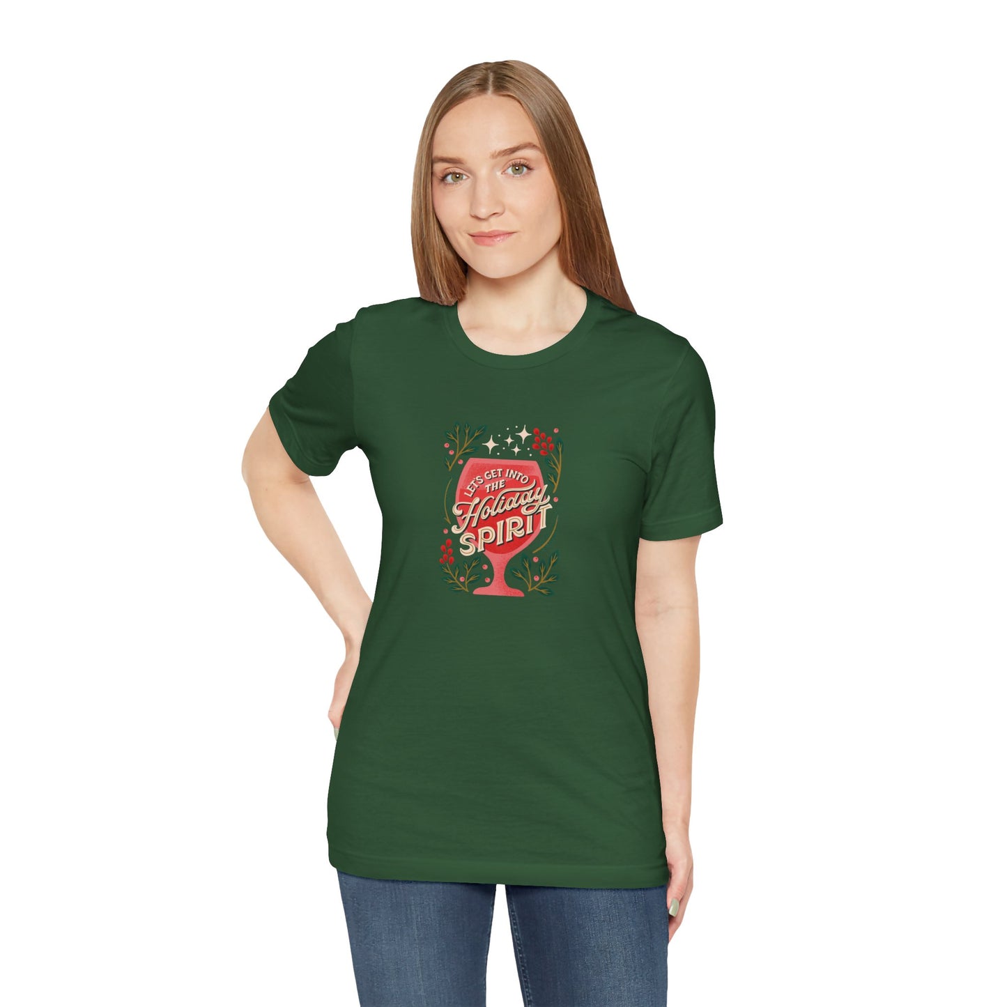Holiday Spirit Short Sleeve Tee - Unisex Jersey T-Shirt, Festive Casual Wear, Christmas Gift, Family Gatherings, Seasonal Apparel