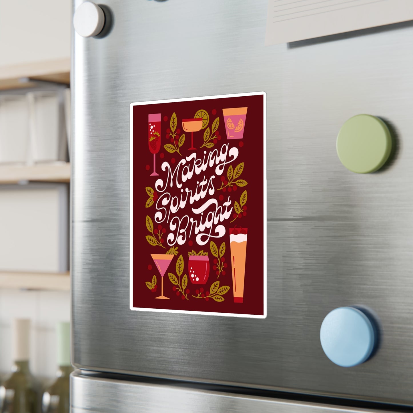 Festive Kiss-Cut Vinyl Decals | Making Spirits Bright Stickers for Party Decor, Holiday Gifts, Bar Decor, Home Decor, and Celebrations