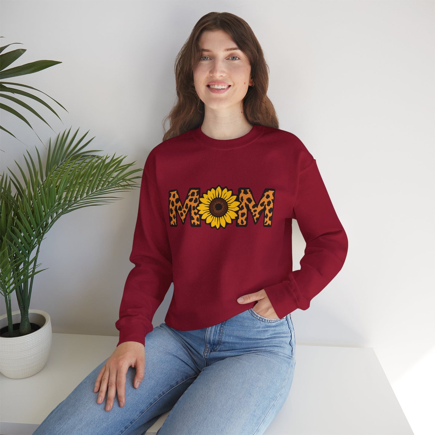 Sunflower Mom Crewneck Sweatshirt, Cozy Gift for Mothers, Mother's Day Apparel, Birthday Gift, Stylish Casual Wear