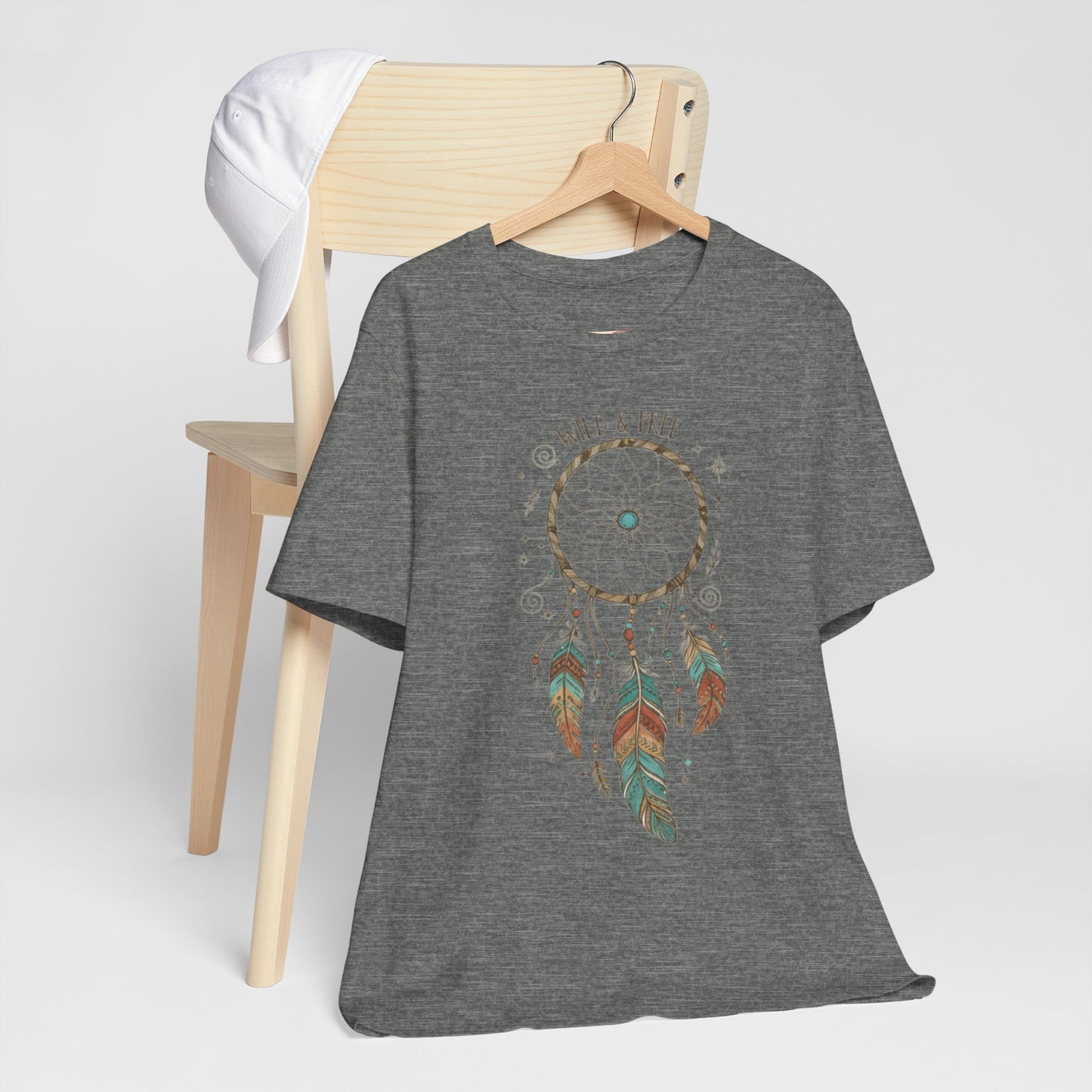 Dreamcatcher Graphic Tee, Wild & Free Shirt, Boho Style Top, Gift for Nature Lovers, Casual Everyday Wear