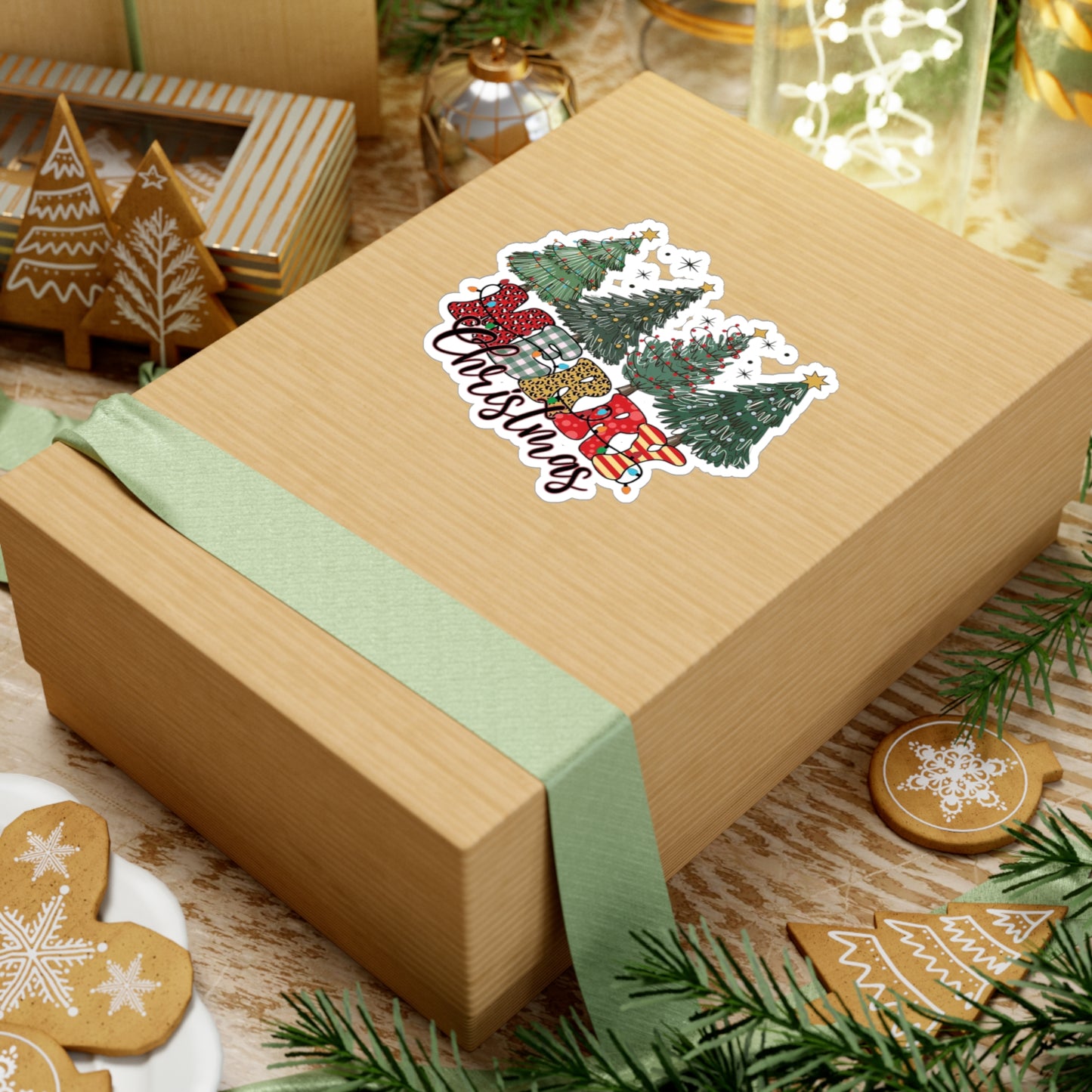 Merry Christmas Kiss-Cut Vinyl Decals – Festive Holiday Stickers for Home Decor, Gifts, Scrapbooking, and Crafting