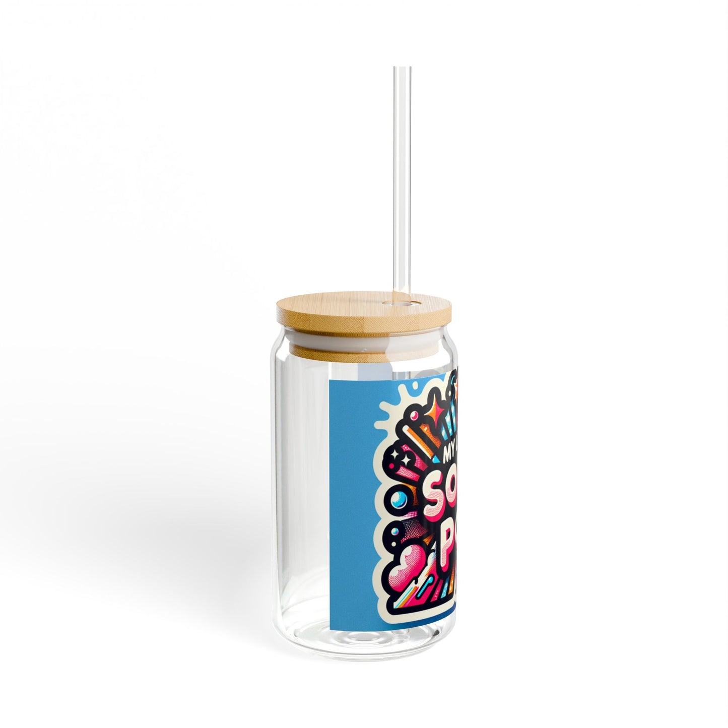 Colorful Sipper Glass Tumbler, My Little Soda Pop, Fun Drinkware, Retro Style, Summer Parties, Kids' Gifts, Eco-Friendly