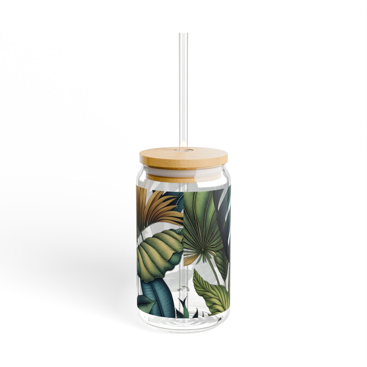 Tropical Sipper Glass, 16oz Tropical Sipper, Eco-Friendly Glass Drinkware, Summer Party Essentials, Gift for Plant Lovers, Home Bar Decor