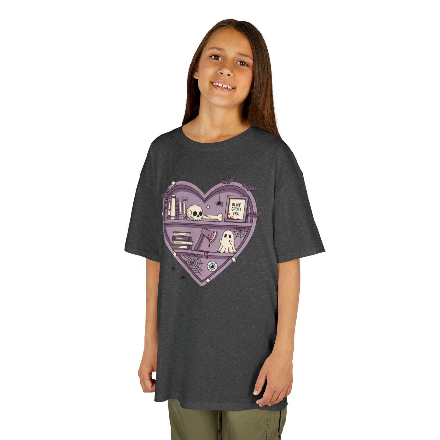 Ghost Heart Kids Tee, Cute Kids T-Shirt, School Spirit Shirt, Birthday Gift for Kids, Cute Graphic Tee