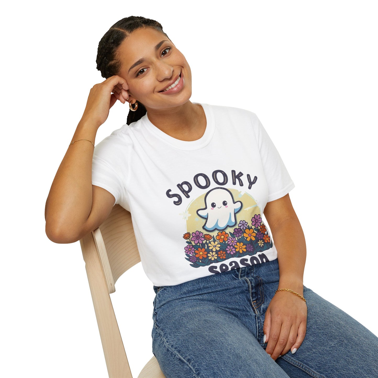 Spooky Season T-Shirt, Halloween Tee, Ghost Graphic Shirt, Fall Apparel, Cute Casual Top
