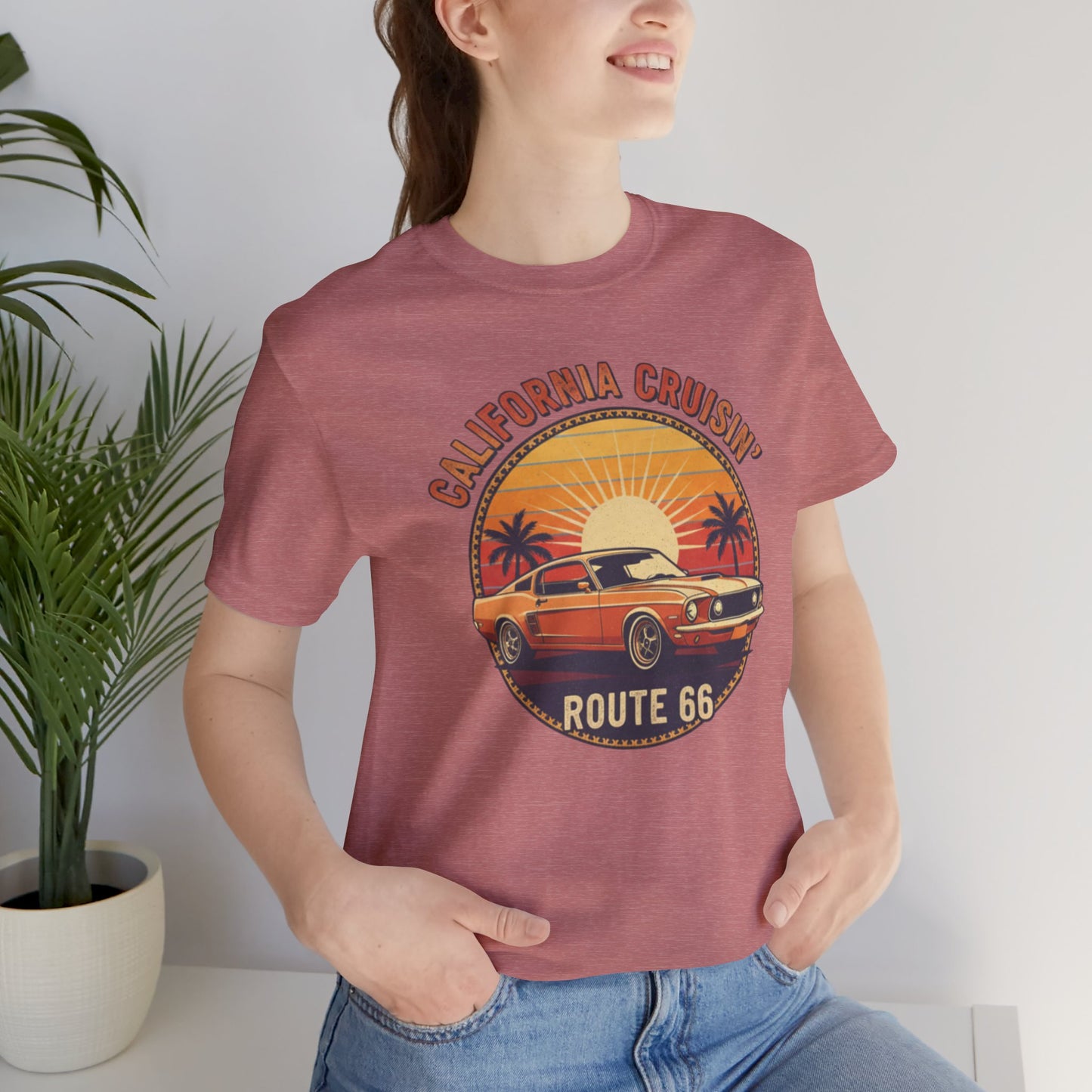 California Cruisin' Vintage Tee, Retro Car Shirt, Route 66 Graphic Tee, Perfect for Road Trips, Travel Lovers Apparel, Unisex T-Shirt
