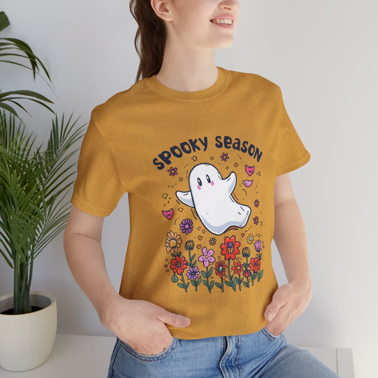 Spooky Season Ghost Tee, Spooky Season Unisex T-Shirt, Cute Halloween Outfit, Fall Vibes Shirt, Ghost Lover Gift