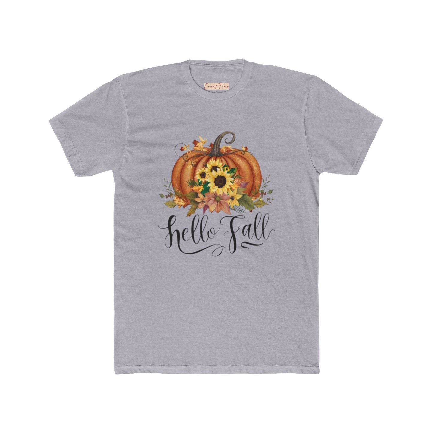 Hello Fall Pumpkin Cotton Crew Tee, Autumn Shirt, Unisex Fall Apparel, Pumpkin Lover Gift, Seasonal T-Shirt, Harvest Celebration Tee