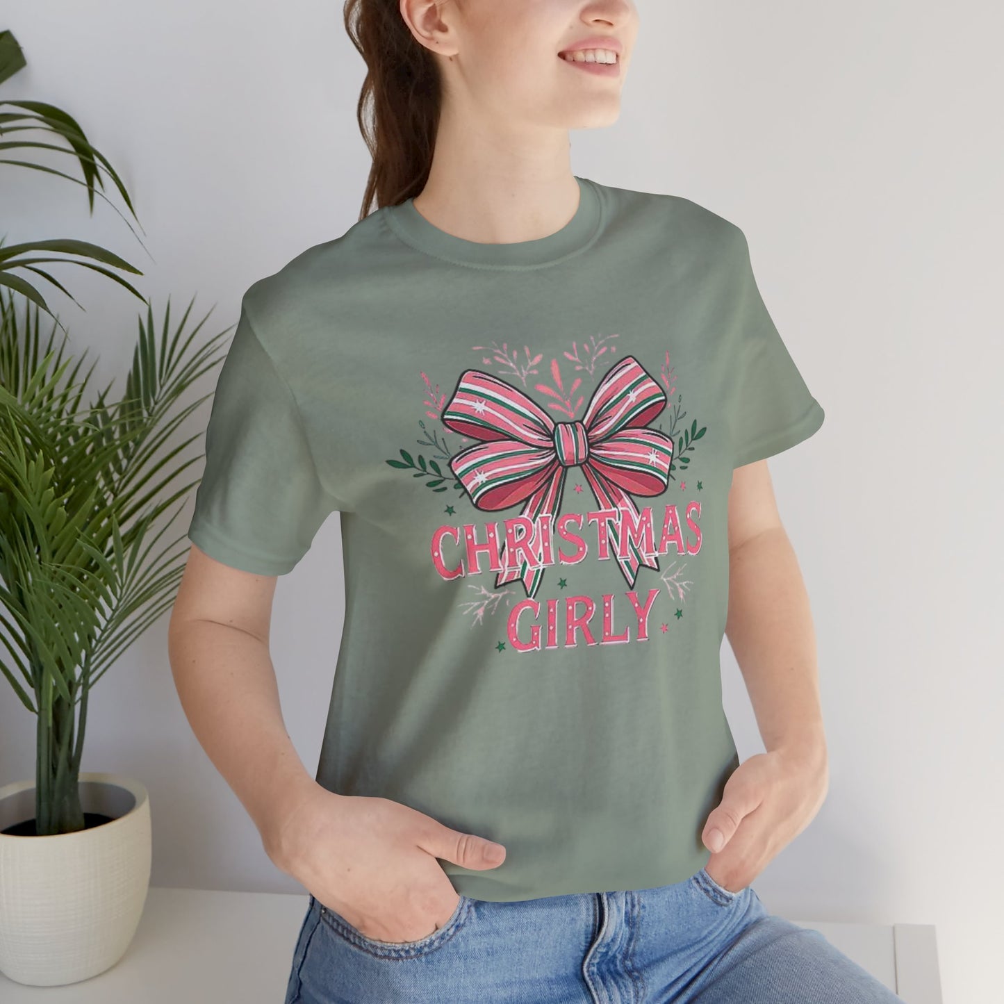 Christmas Girly Short Sleeve Tee, Holiday T-Shirt, Gift Idea, Festive Apparel, Seasonal Top, Christmas Outfit