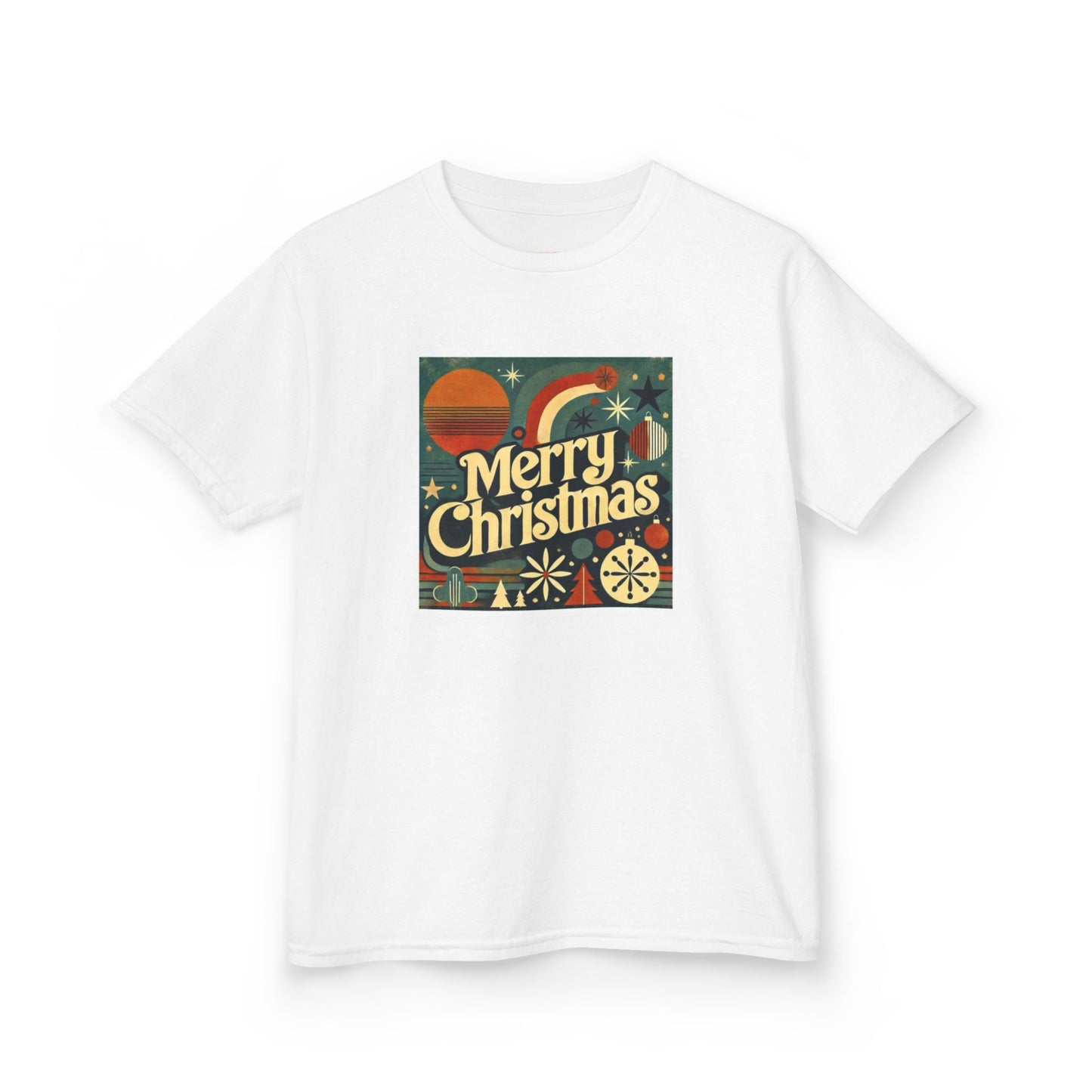 Vintage Retro Merry Christmas Kids Tee, Holiday T-Shirt, Festive Childrens Shirt, Winter Apparel, Gift for Kids, Christmas Party Outfit
