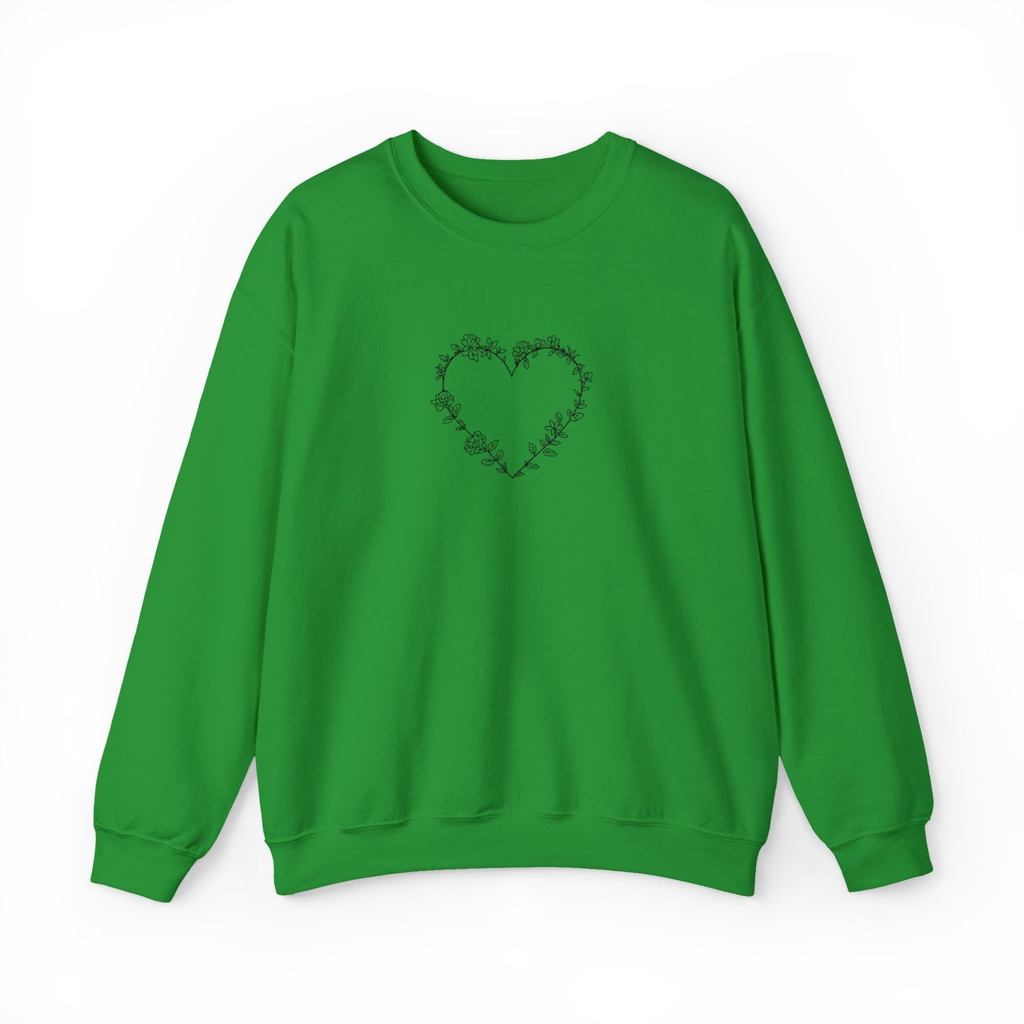 Romantic Floral Heart Sweatshirt, Cozy Gift, Unisex Crewneck, Valentine's Day, Casual Wear, Plant Lover's Gift, Everyday Comfort
