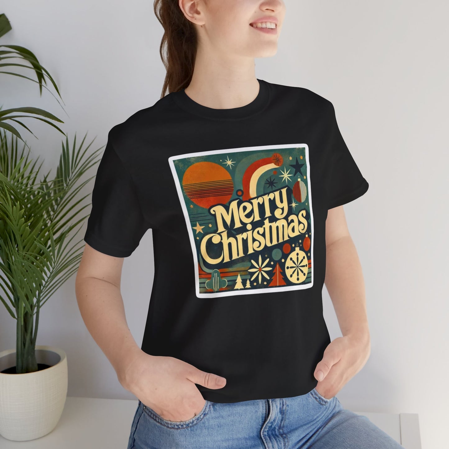 Vintage Retro Merry Christmas Unisex Short Sleeve Tee, Holiday Gift, Festive Shirt, Christmas Apparel, Casual Wear